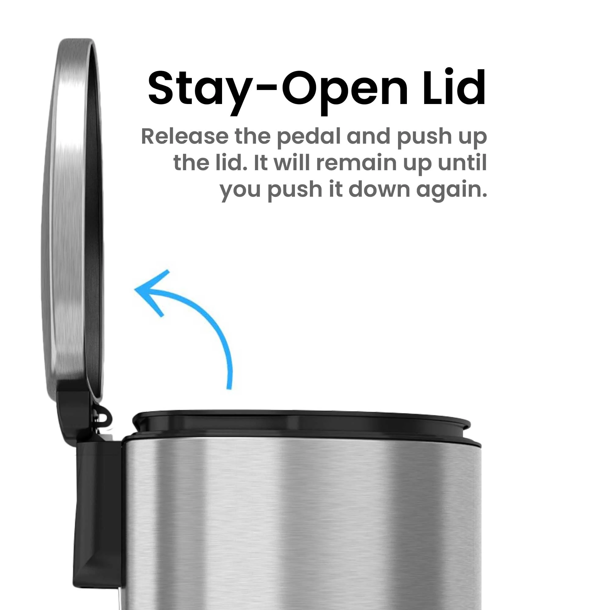 iTouchless SoftStep 13.2 Gallon Semi-Round Stainless Steel Step Trash Can with Odor Control System, 50 Liter Pedal Garbage Bin for Kitchen, Office, Home - Silent and Gentle Open and Close