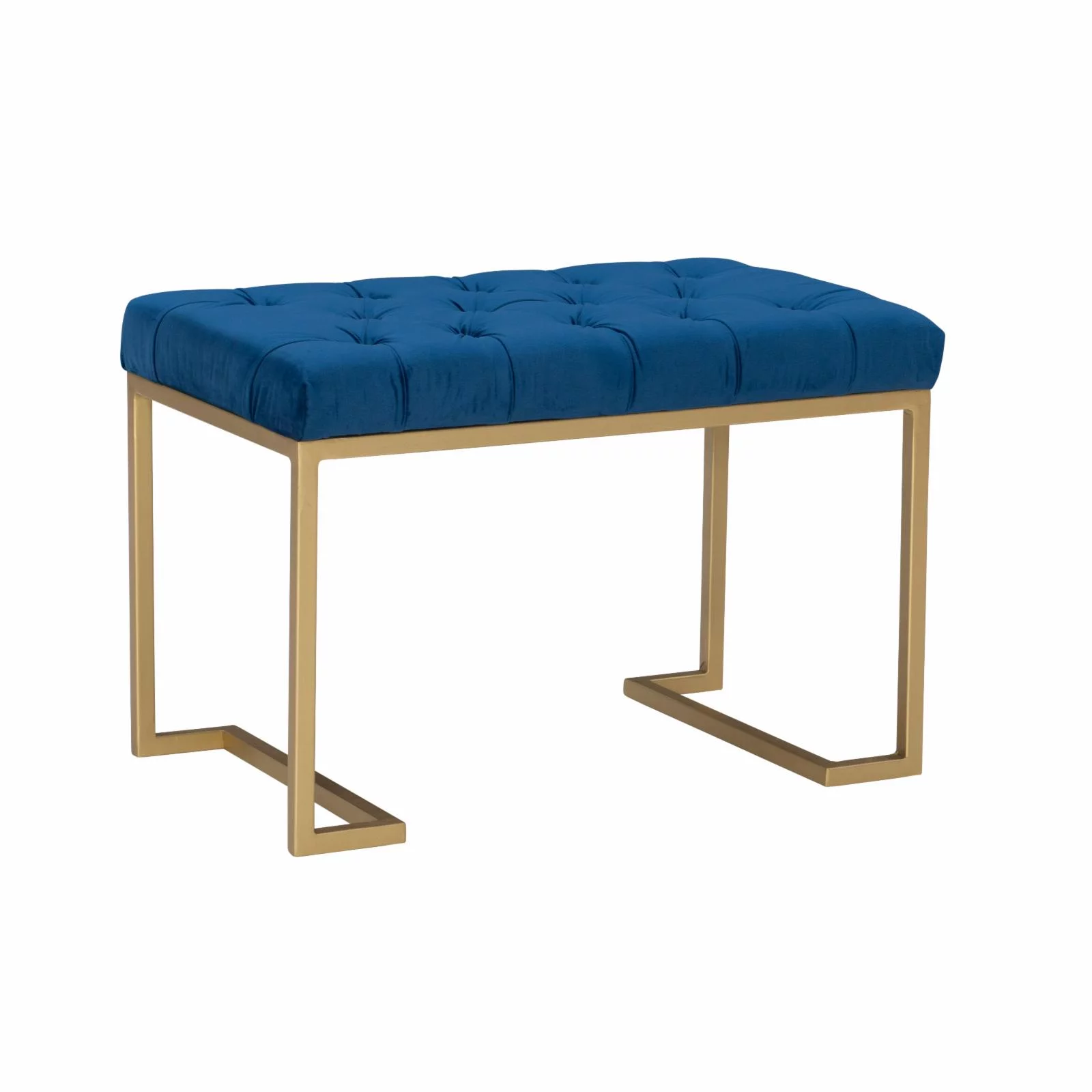 Powell Baileigh Bench - Gold with Navy Velvet Fabric