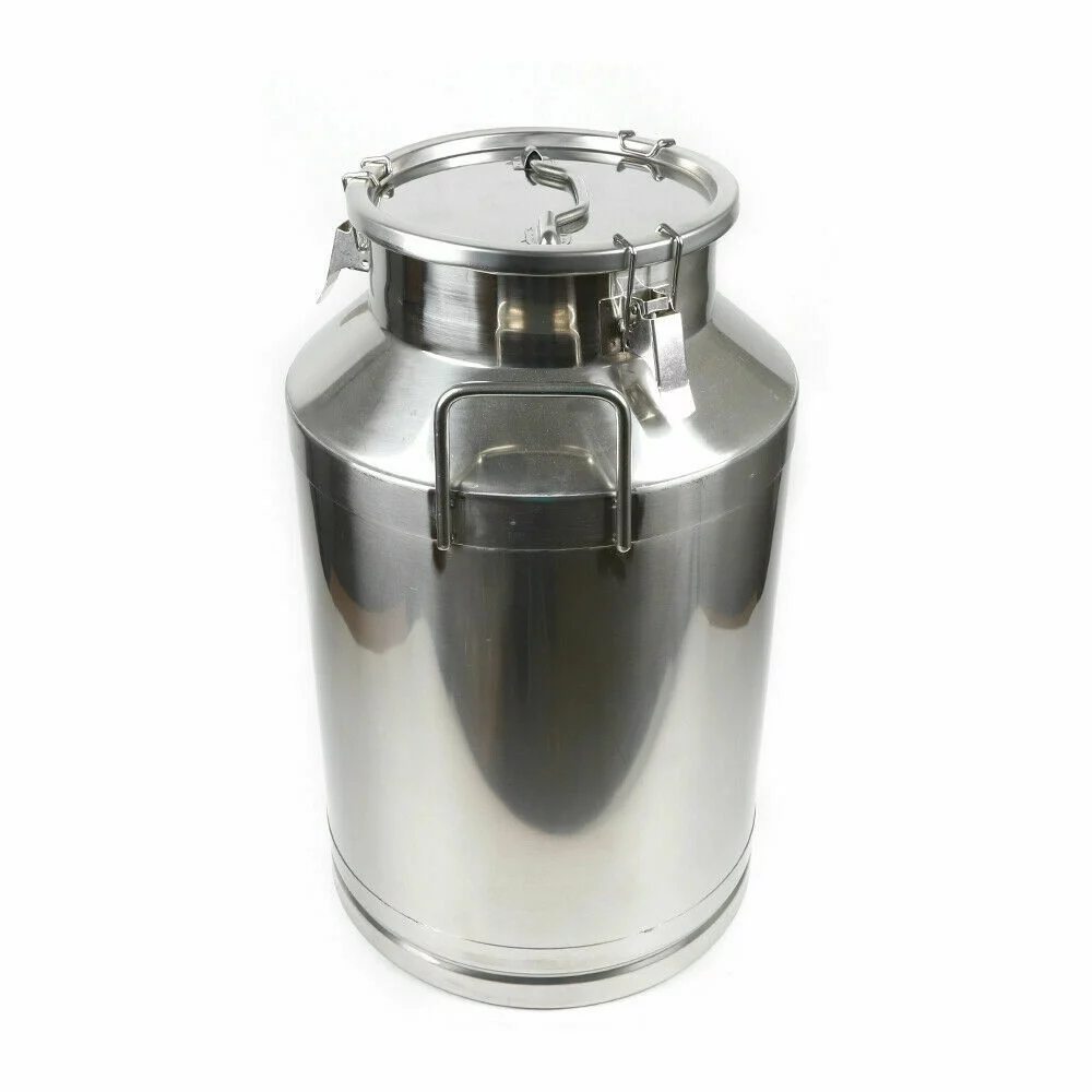 60L Barrel Milk Can Wine Beer Whiskey Storage Tank Heavy-gauge Stainless Steel with Silicone Seal One piece Can with Added Support Bottom and Top