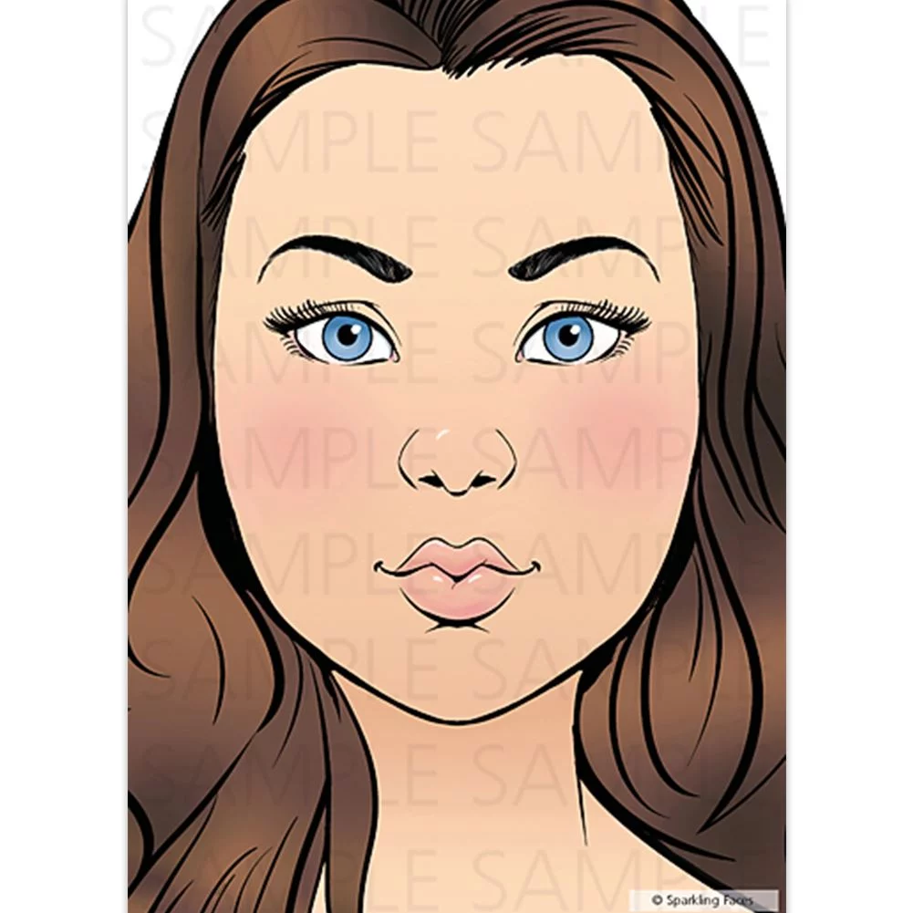 Sparkling Faces Practice Board - Marie, Face Painting Practice and Display Tool, Reusable Colored Makeup Template,  A4 Size - 8.27