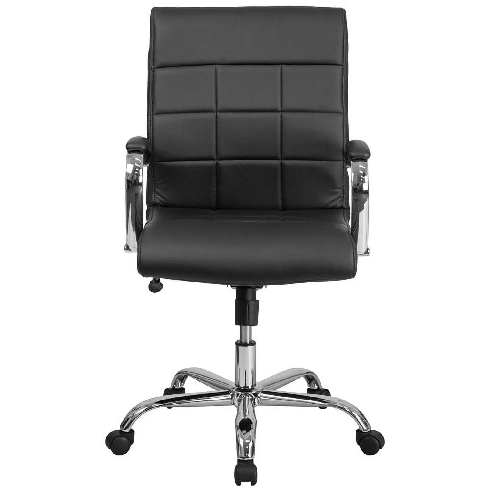 Home Square 2 Piece Swivel Mid Back Faux Leather Office Chair Set in Black