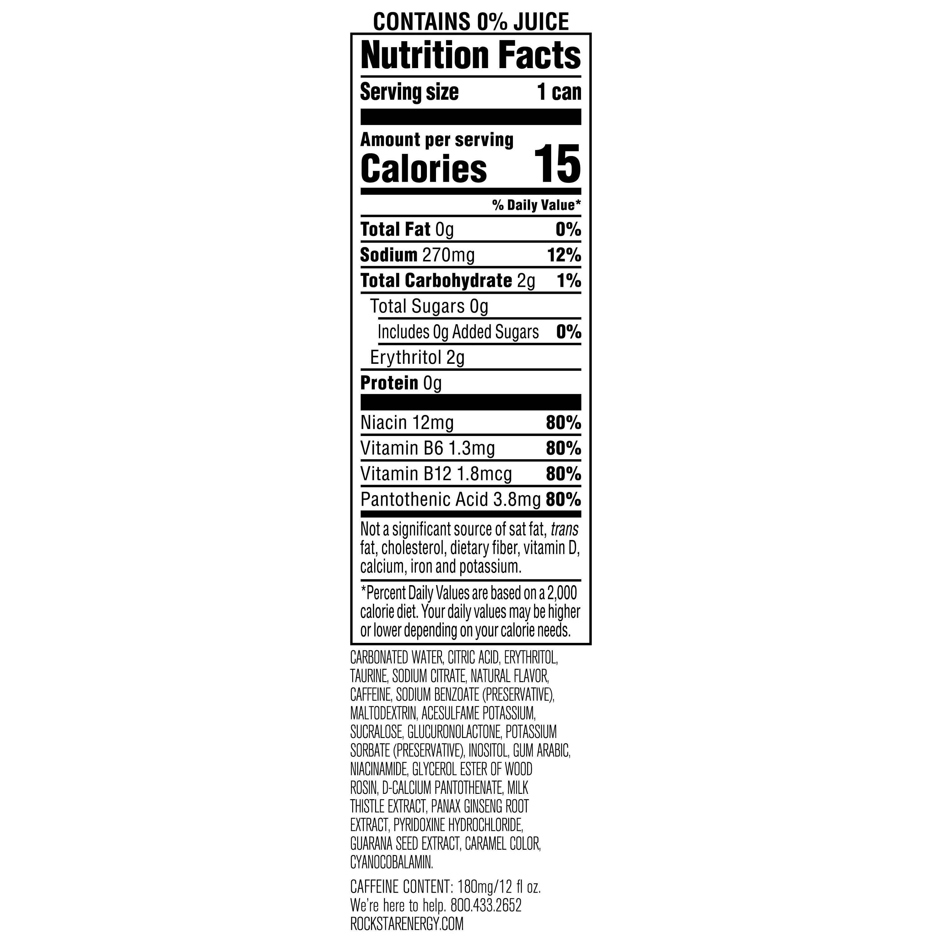 Rockstar Pure Zero Silver Ice Energy Drink, Sleek Can, 12 oz, 8pk