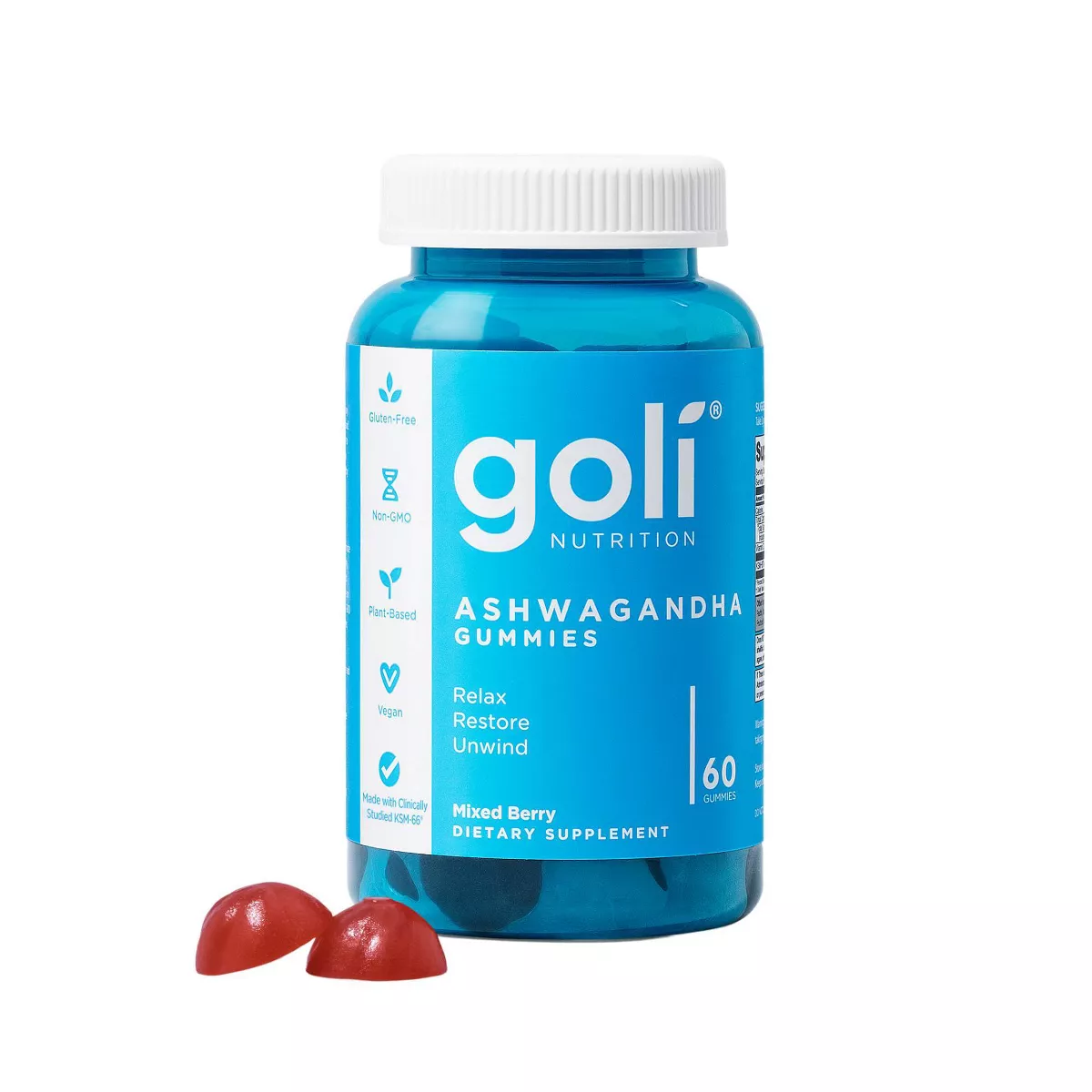Goli Nutrition Mixed Berry Ashwagandha Gummies, 60 Ct, 3 Pack