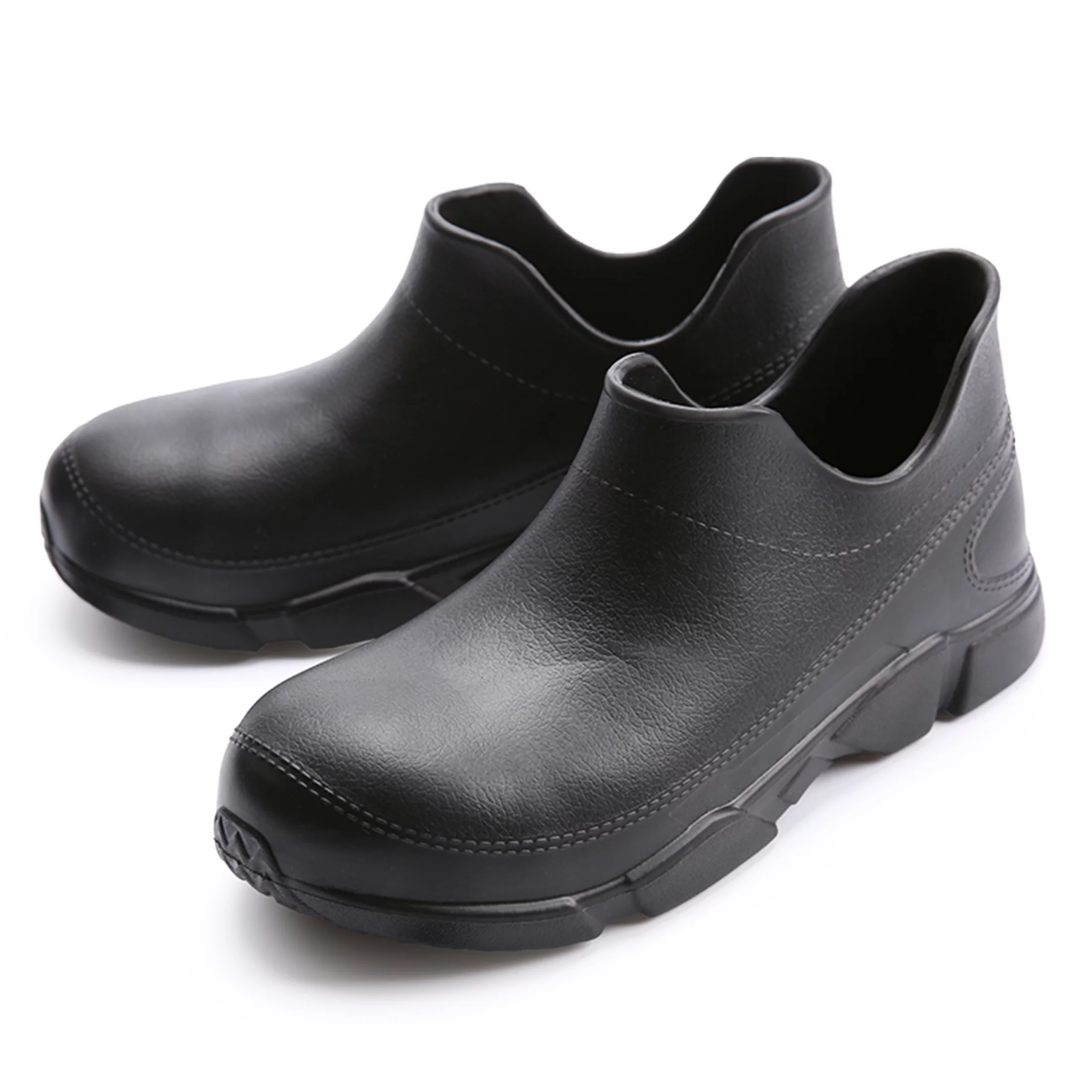 FULORIS Black Slip Oil Resistant Work Shoes Mid-High Chef Shoes Waterproof Safety Clogs for Gardener Car Washer Men Women