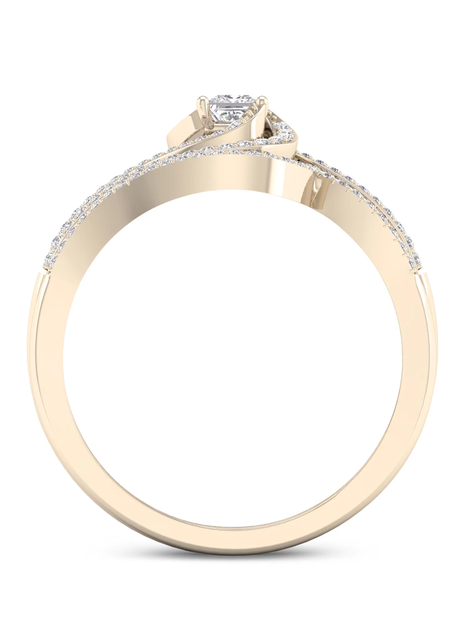 Imperial 3/8Ct TDW Diamond 10k Yellow Gold Swirl Bypass Bridal Set (H-I, I2)