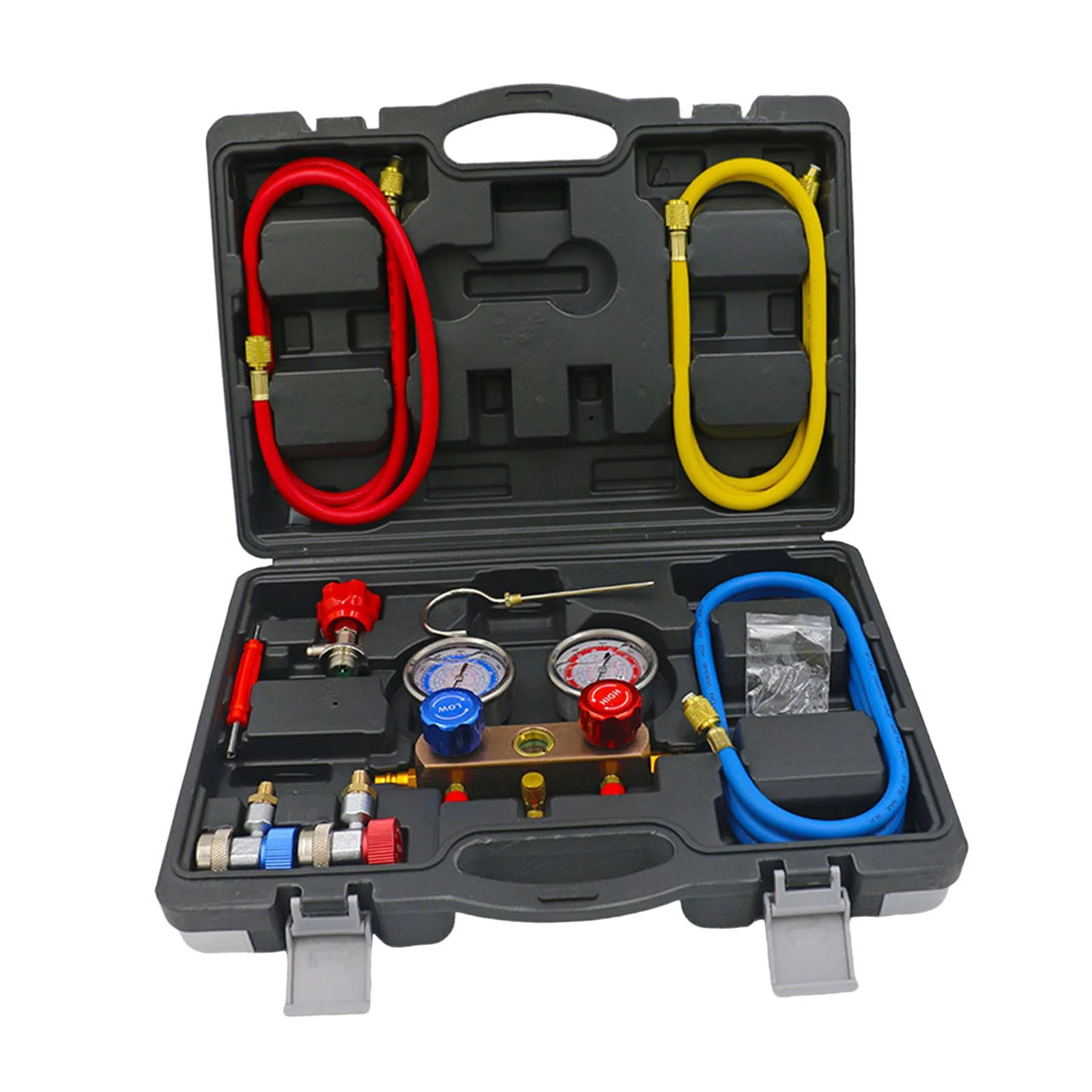 AMLESO Gauge Set Refrigeration Gauges Charging Set Air Conditioning Charging Hoses with Hoses Couplers for Car Maintenance