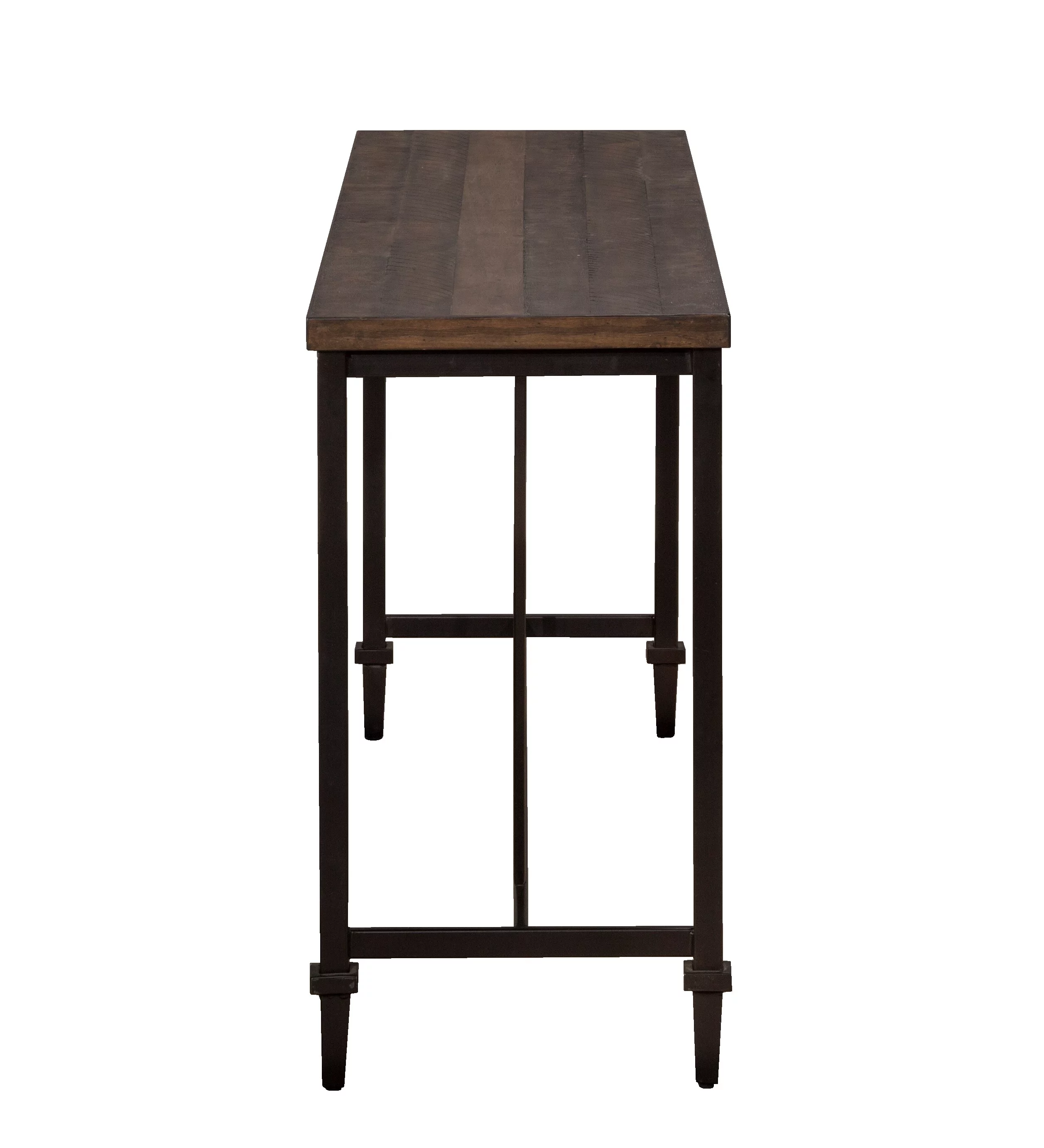 Hillsdale Furniture Trevino Distressed Walnut Top Copper Metal Console Table