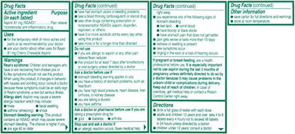 Bayer Chewable Low Dose Aspirin Cherry 81 Mg 36-Count