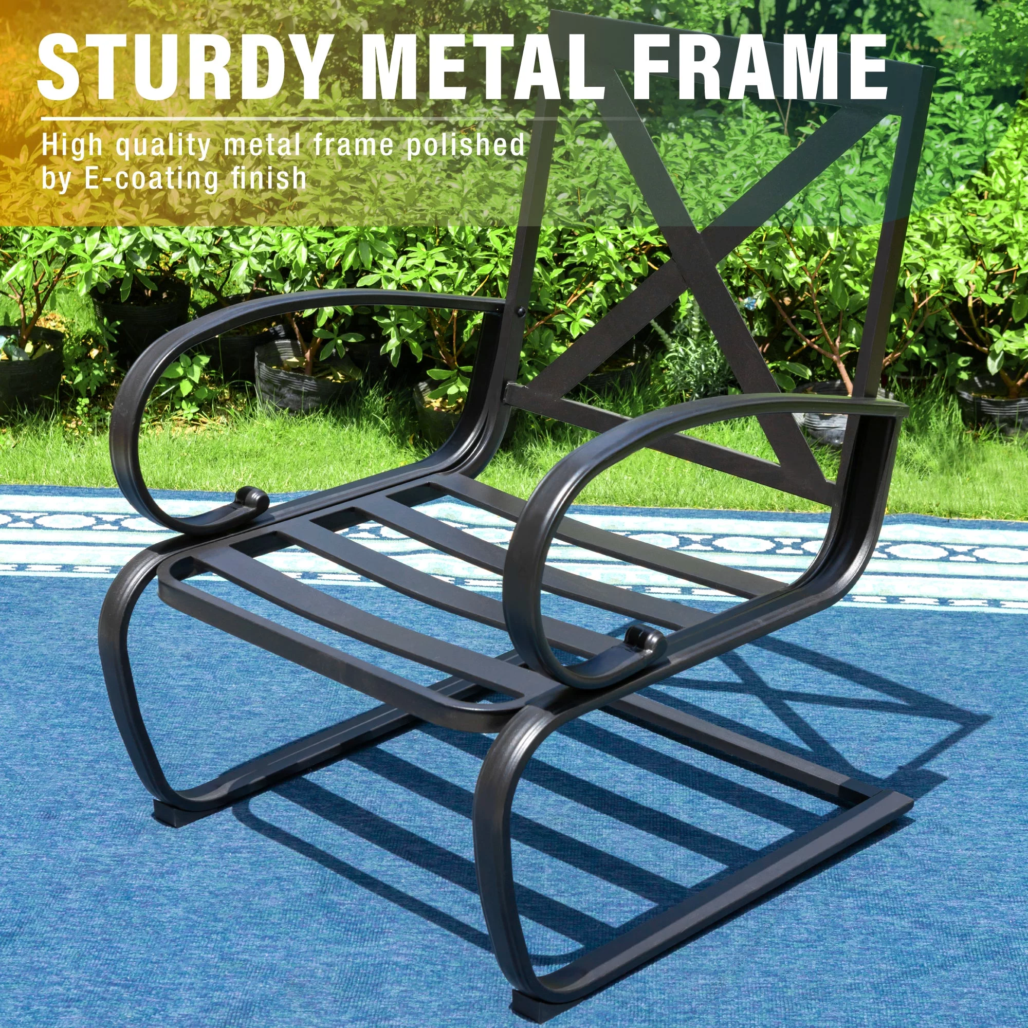 Sophia&William 5-Piece Patio Dining Set Padded C-Spring Chairs & 50,000BTU Fire Pit Table Set