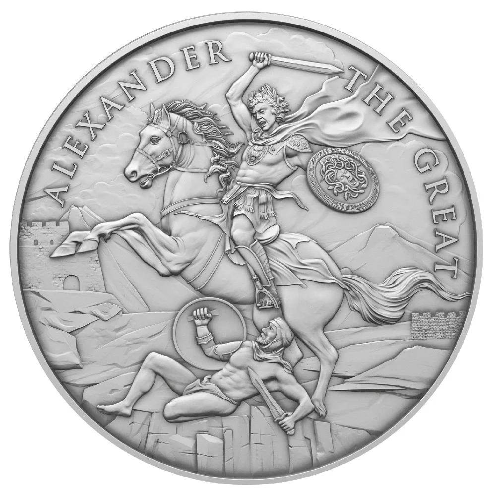Lot of 10 - 1 Troy oz Alexander the Great Design .999 Fine Silver Round