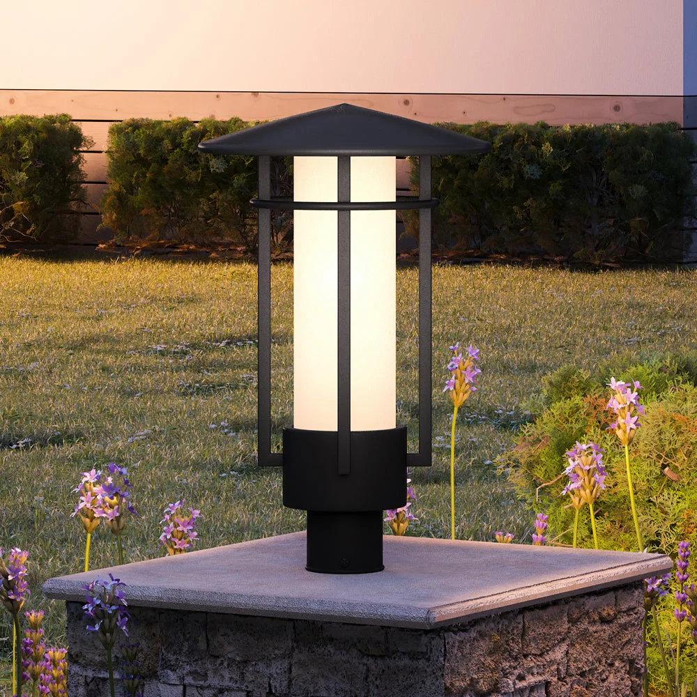 Luxury Mid-Century Modern Post Light, 17.125H x 11.125W, with Modern Style, Midnight Black, UHP1313 by Urban Ambiance