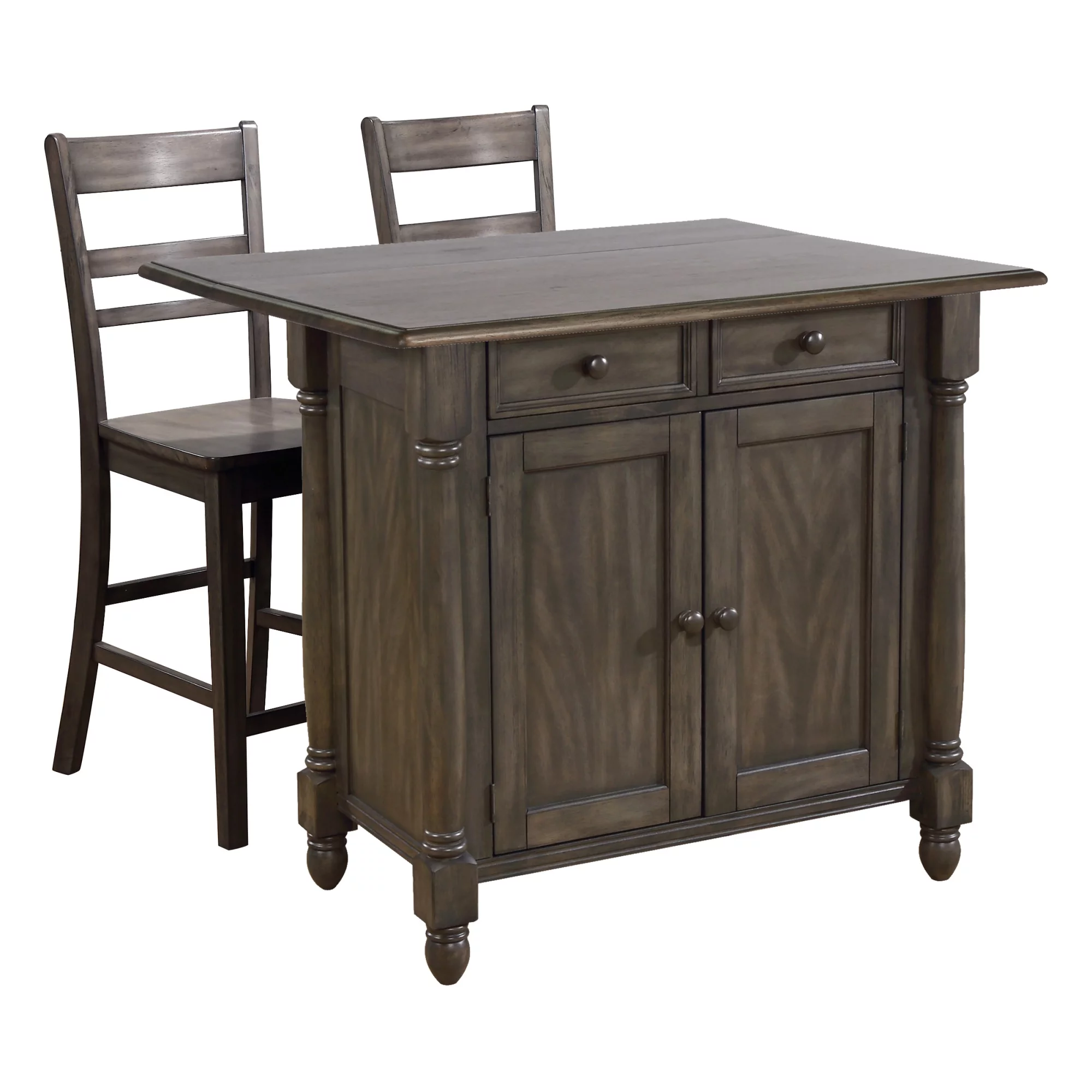 Sunset Trading Shades of Gray 3-Piece Expandable Wood Kitchen Island Set in Gray