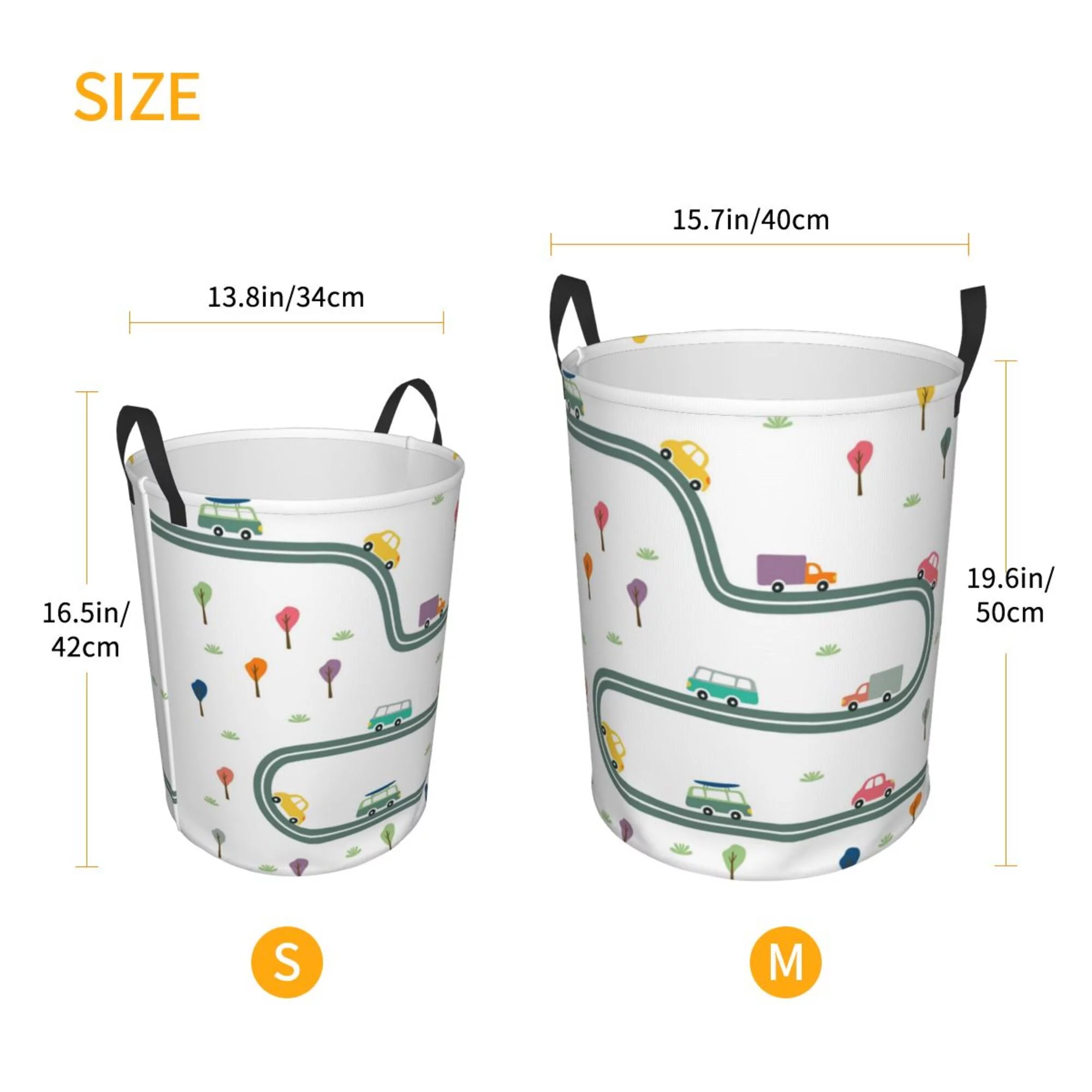 ZICANCN Cars Road Street Laundry Basket Organizer - Dirty Clothes Hamper for Bathroom Kids Girls Boys Laundry Hamper Medium