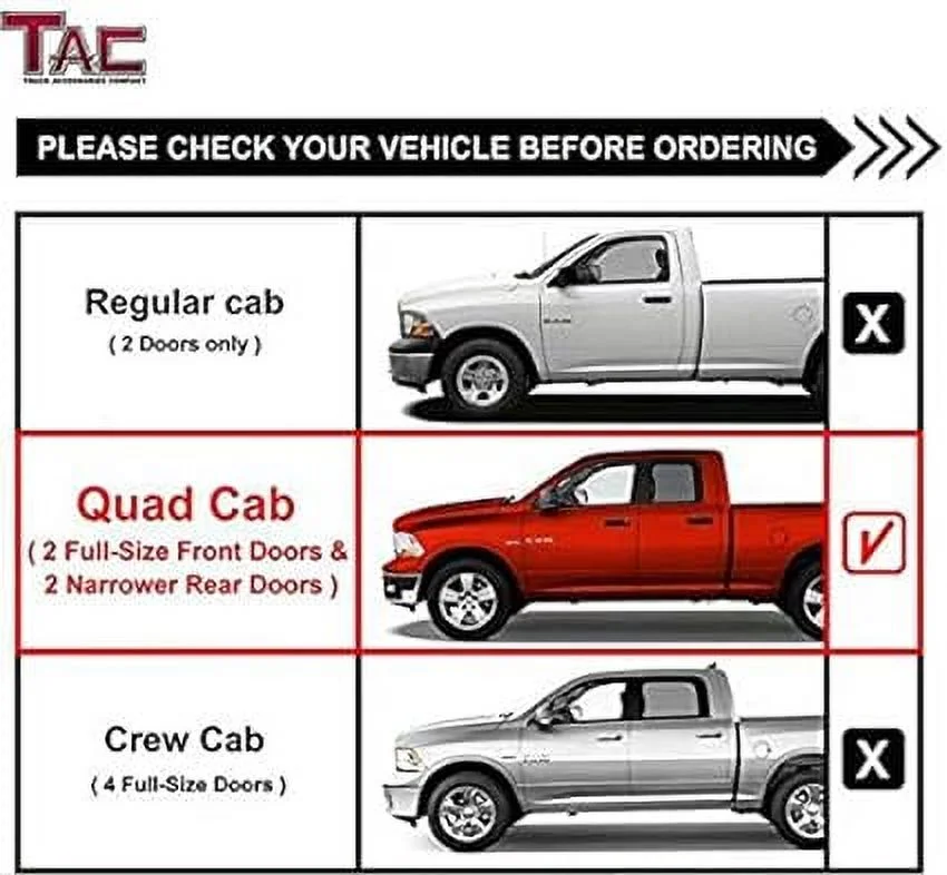TAC Side Steps Running Boards Compatible with 2002-2008 Dodge Ram 1500 Quad Cab / 2003-2009 Dodge Ram 2500 / 3500 Quad Cab Pickup Truck 4