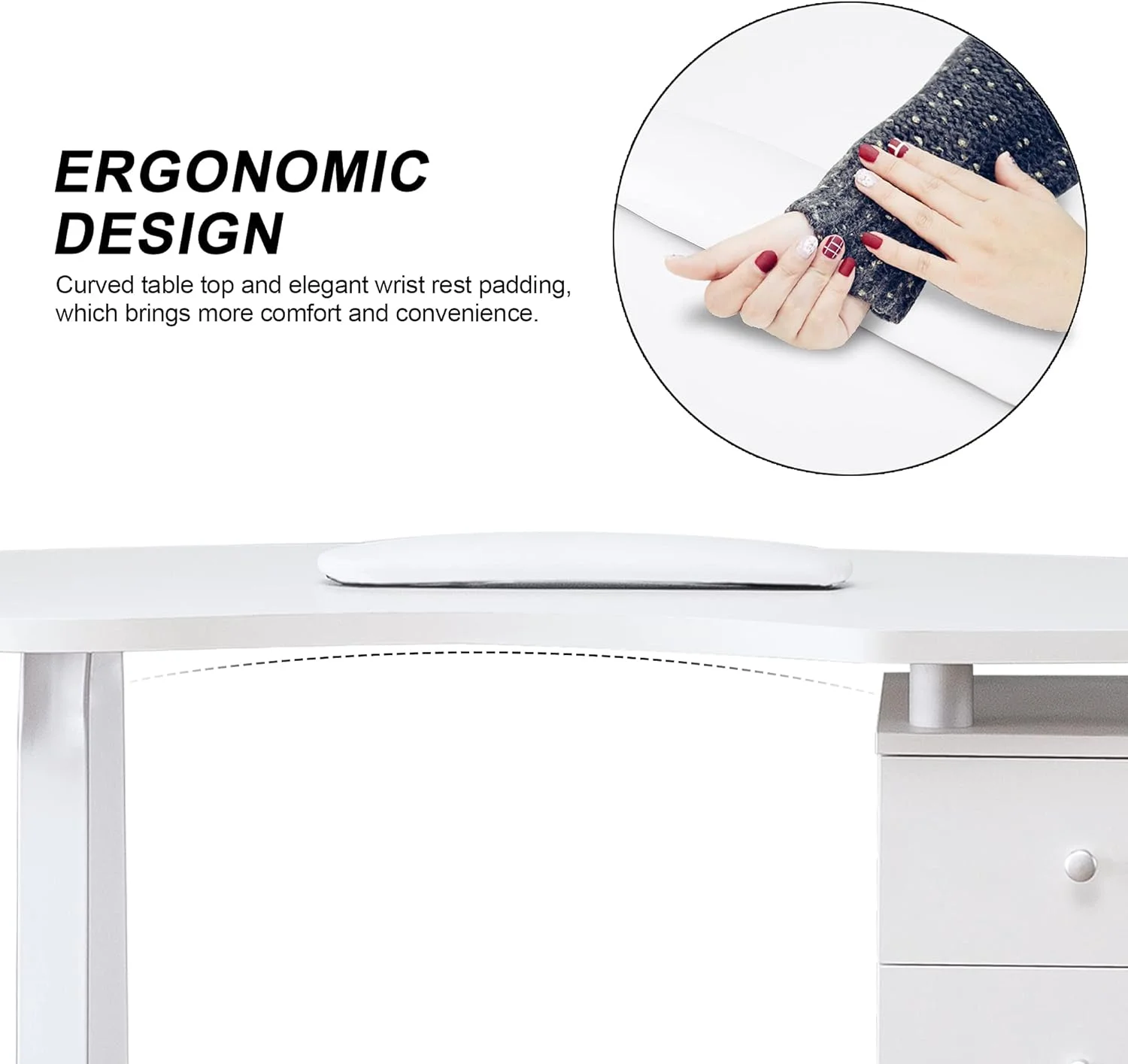 Manicure Nail Table Spa Beauty Salon Station Professional Nail Desk 0422 (White)