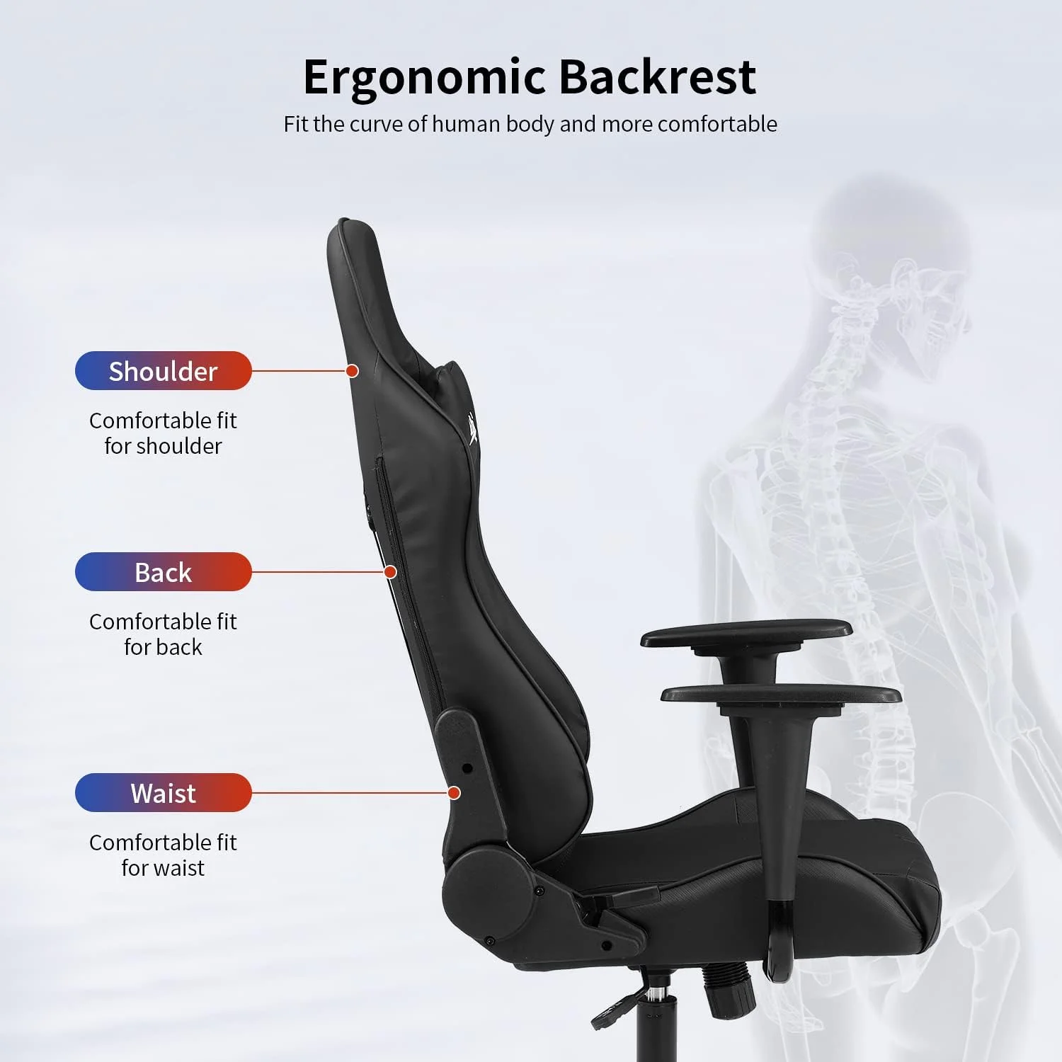 Dkelincs Ergonomic Gaming Chair Adjustable PC Computer Desk Chair with Lumbar Support Headrest Armrest, Black
