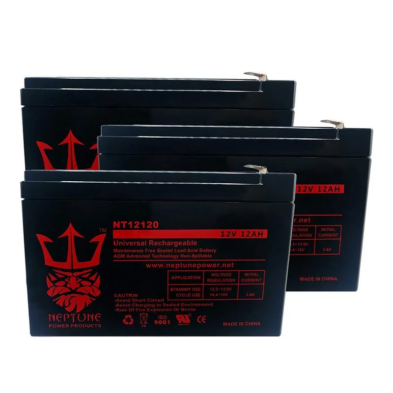 MotoTec 36V Electric Pocket 12V 12Ah Replacement Electric Scooter Battery by Neptune - 3 pack