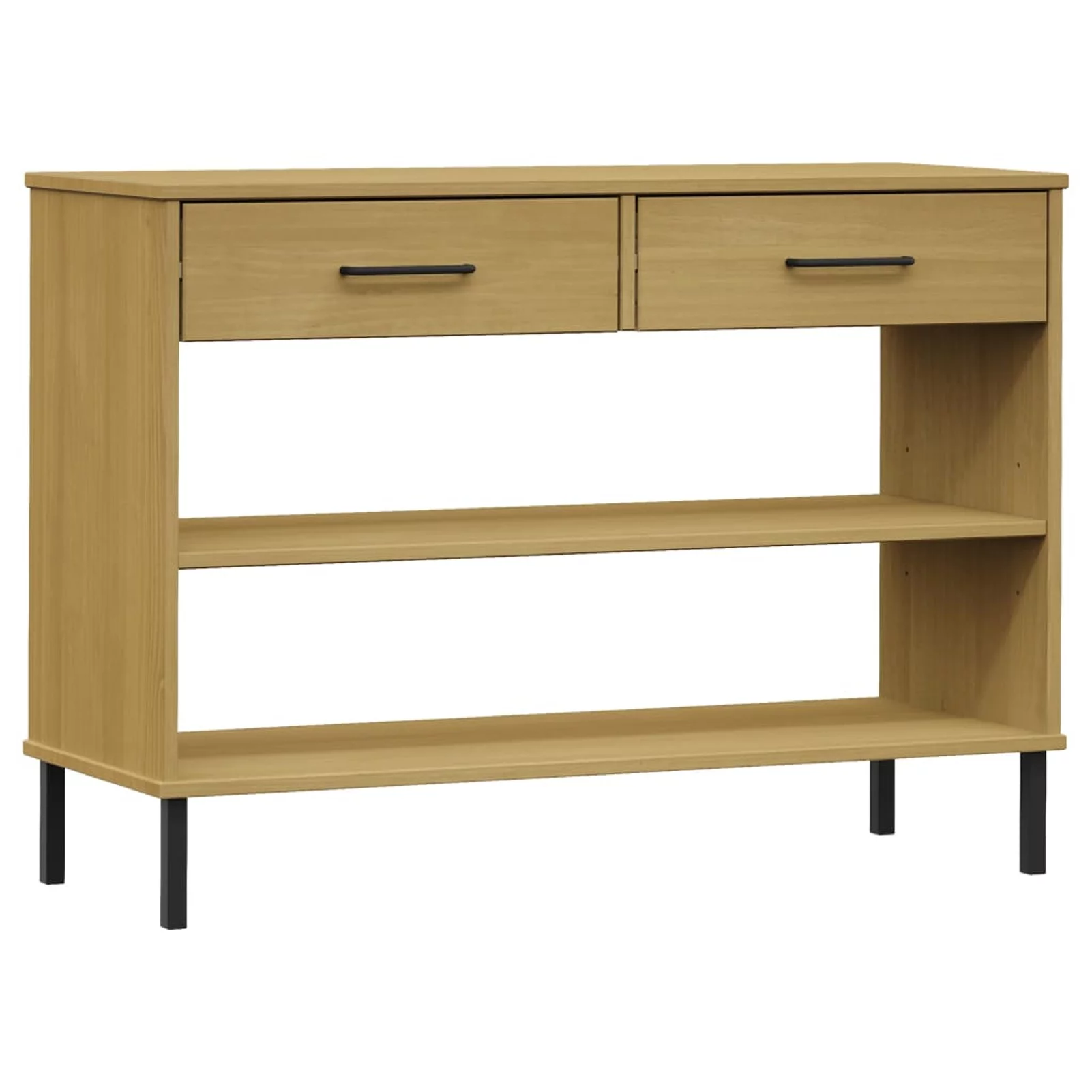 Andoer Console Cabinet with Metal Legs Brown Solid Wood Pine OSLO