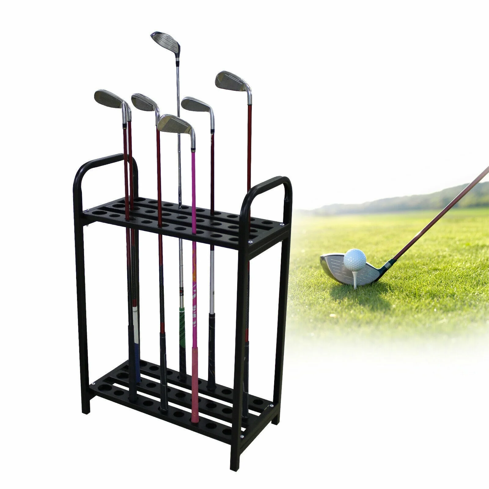 27-Hole Golf Club Holder Rack Golf Club Ground Display Stand Golf Club Organizer