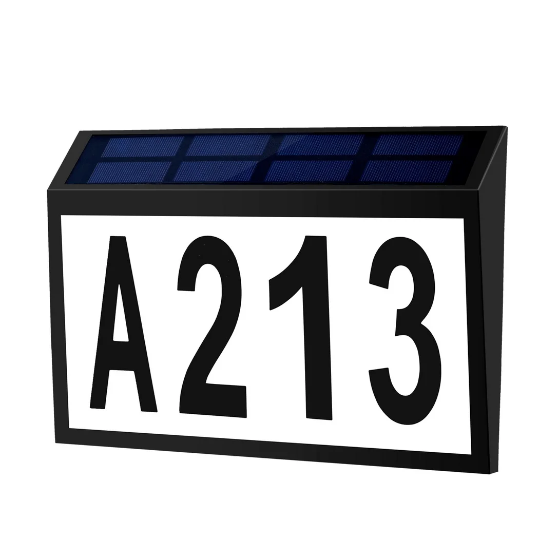 Solar House Address Number Sign, Solar Powered LED Waterproof Illuminated Address Plaques Sign for Home Yard Outdoor Street