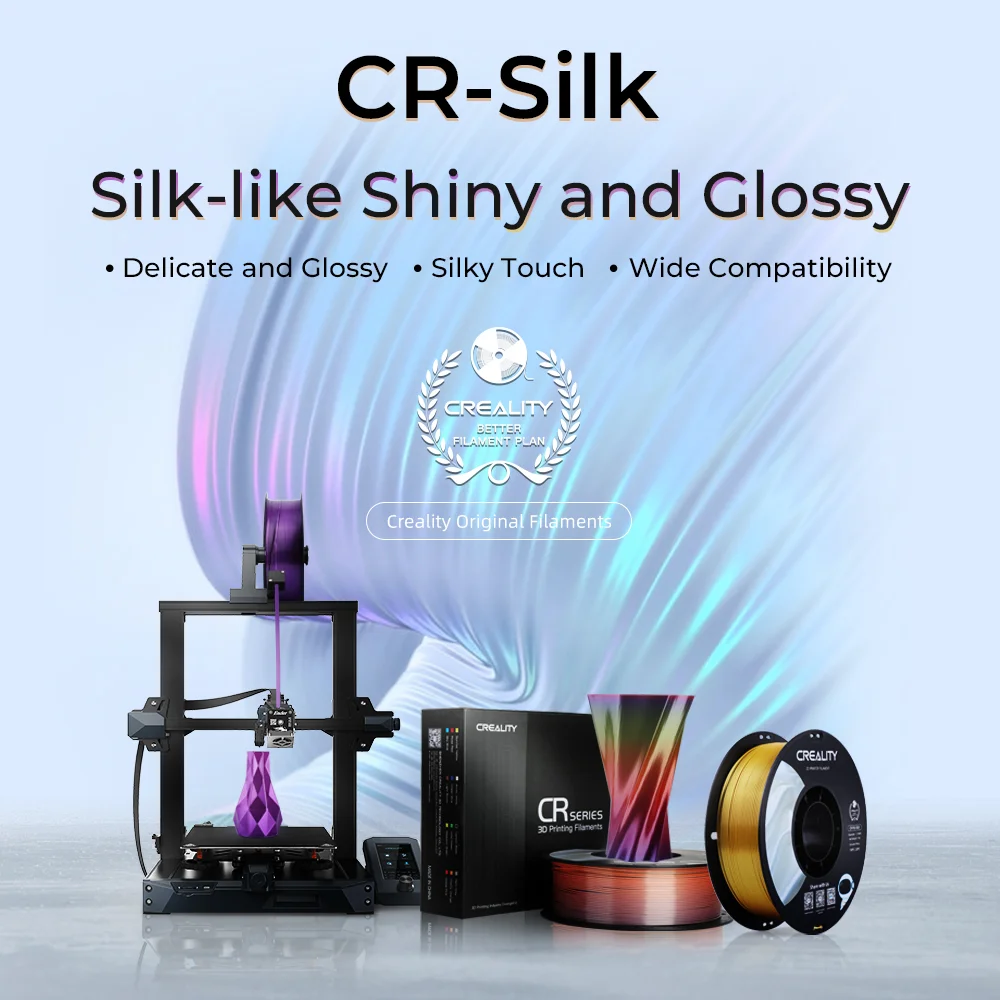 Creality Official 3D Printer Filament 5 Packs 1.75mm Silk PLA Filament Pro, Smooth and High Gloss Silk PLA Dimensional Accuracy ±0.03mm for All FDM Printers