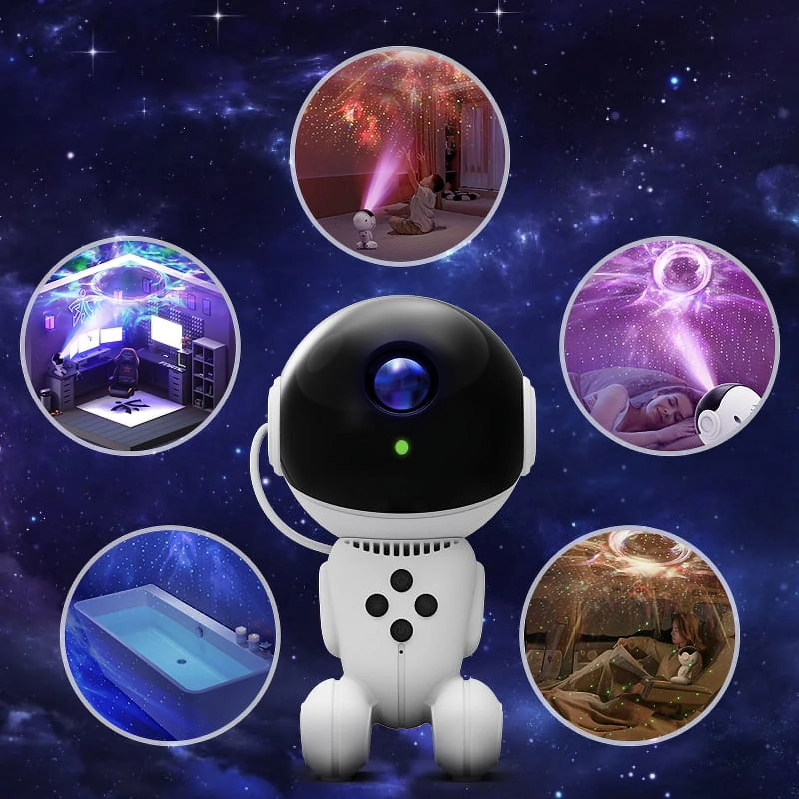 Robot Galaxy Starry Sky Projector, Astronaut Nebula Galaxy Star Night Light and White Noise Music Speaker App Control Galaxy Star Projector