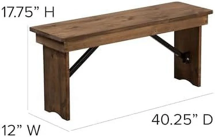 HYHBIBOOM Tinsley 40" x 12" Mahogany Solid Pine Folding Farmhouse Style Bench