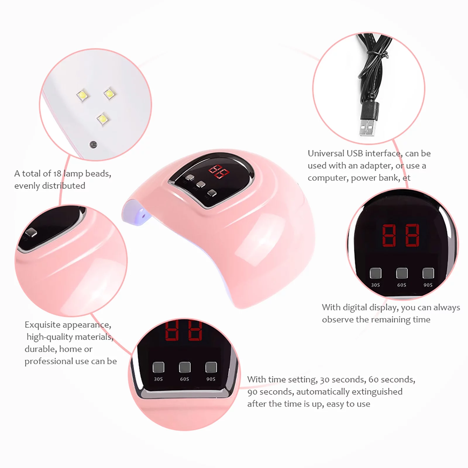 GoolRC Nail Lamp,Uv Toenail Usb Lamp With Timers Professional 54w Nail Led Uv UsbNail Dryer Lampe Nail Sèche Nail Lamp 54 W Nail Dryer Usb Toenail 54w 3 Timers Uv Salon Toenail With 3 Uv