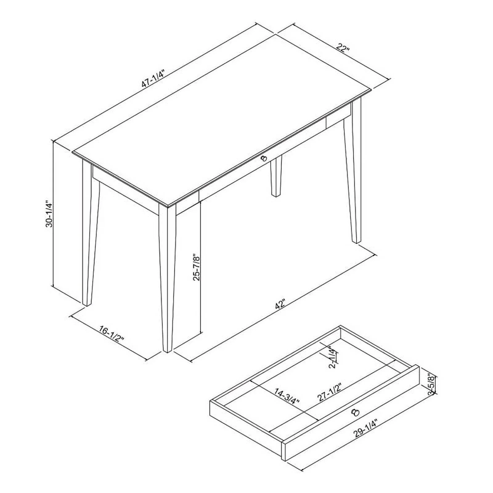 Linon Evans Wood One Drawer Desk in White