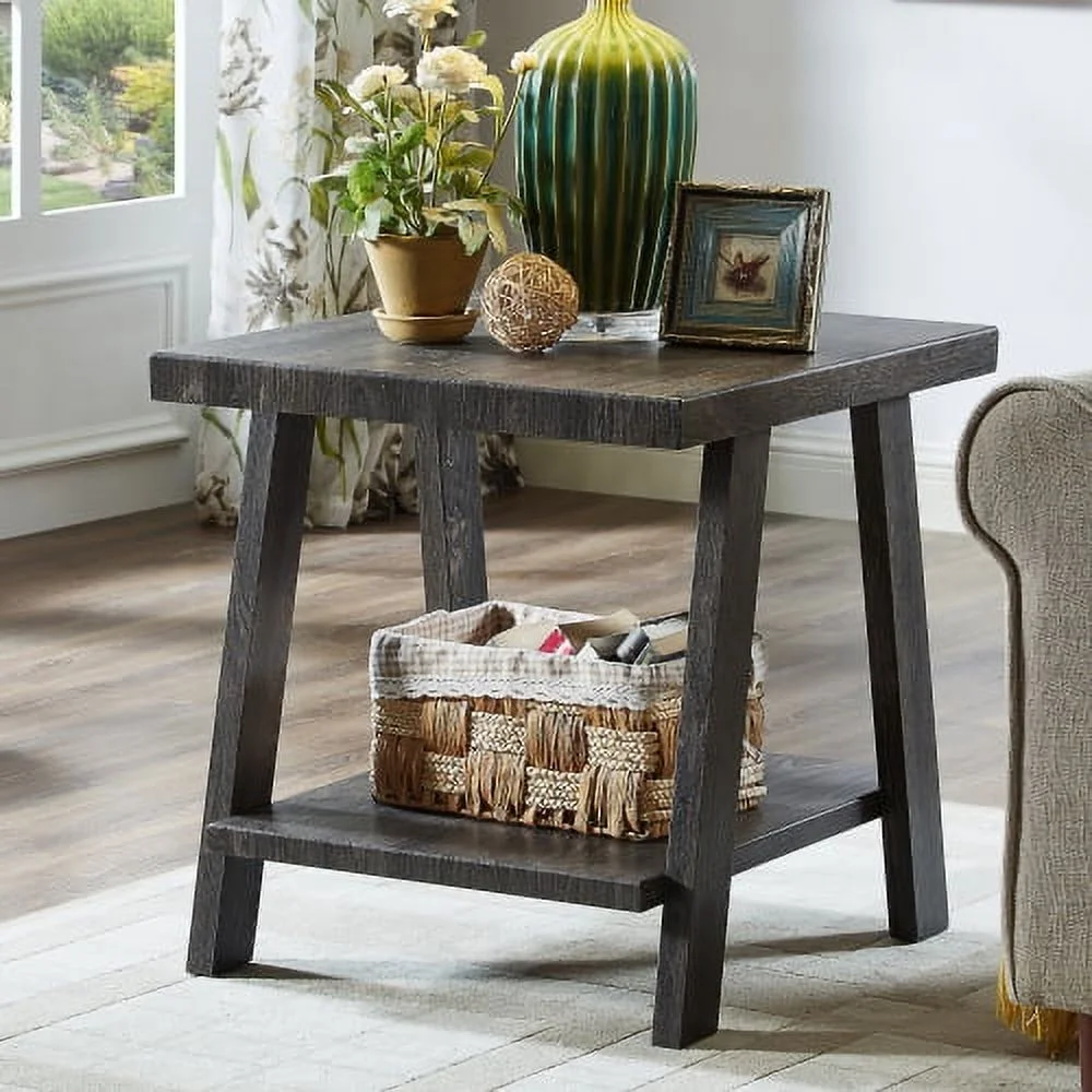 DremFaryoyo Athens Contemporary Two-Tone Wood  End Table in Weathered Walnut and Gray