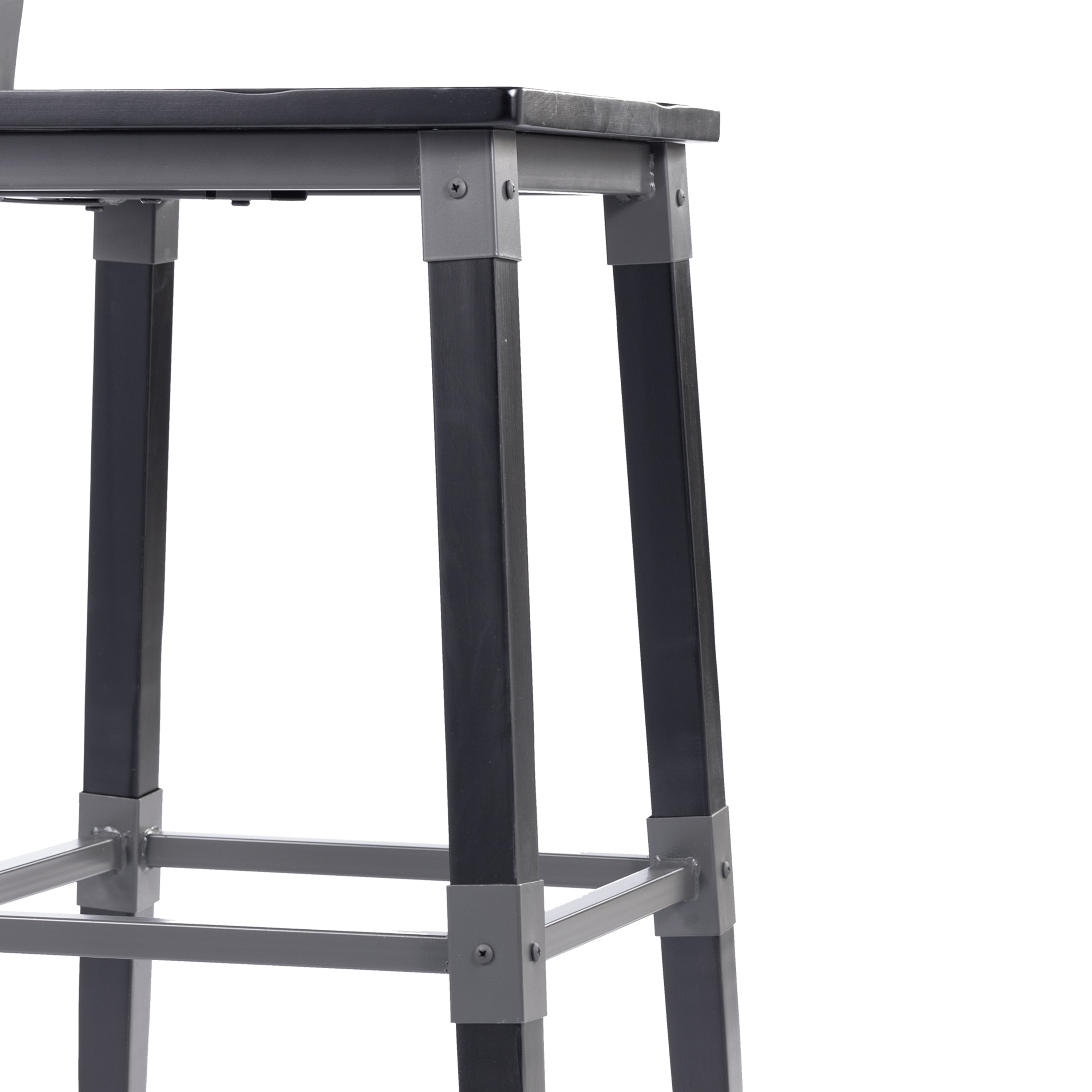 Flash Furniture 2 Pack Commercial Grade Rustic Black Industrial Wood Dining Barstool