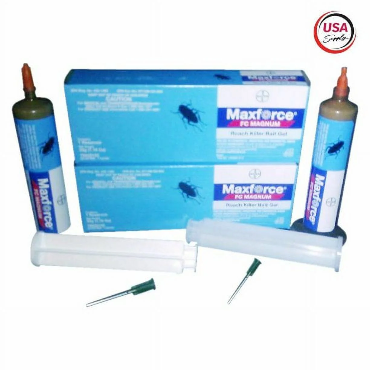 2 Tubes Maxforce FC Magnum Cockroach German Roach Pest Control Gel Bait 33 gram per tube w/ 1 Plunger ~~ 5 Times Stronger then Regular Maxforce FC Roach Gel ~~ Mata Cucarachas! THE NEW MAGNUM PACKAGED