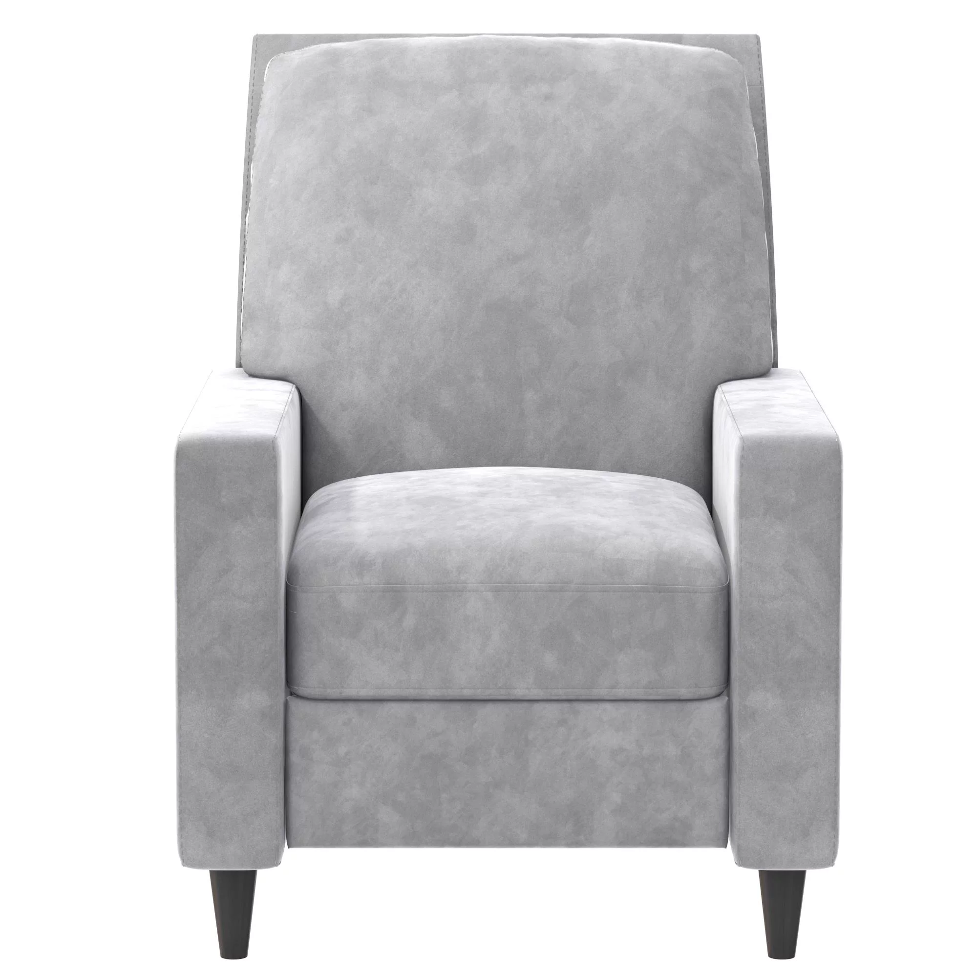 Novogratz Lana Pushback Recliner, Light Gray Velvet