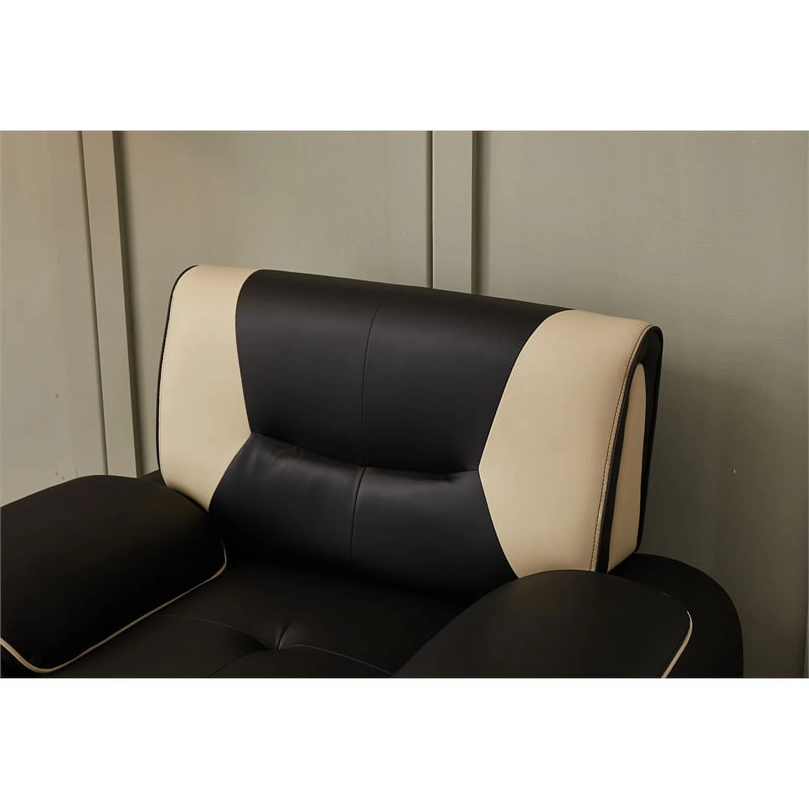 Home Square 2-Piece Set with Faux Leather Loveseat and Chair in Black & Beige