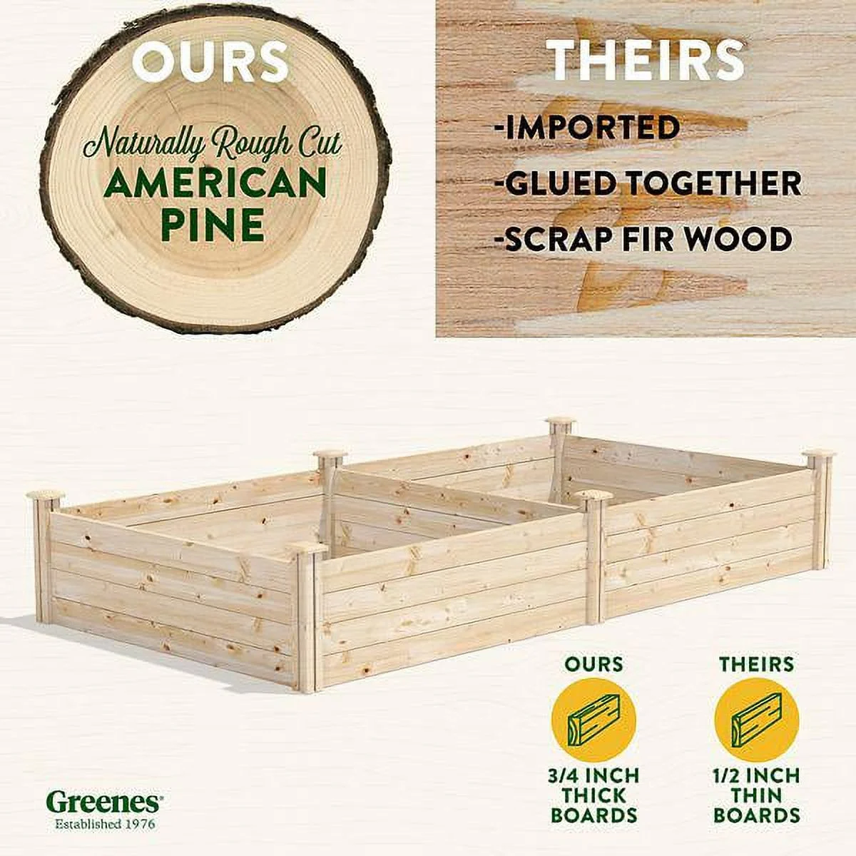 Greenes Fence Original Pine Raised Garden Bed, 4 ft. x 8 ft. x 14 in.