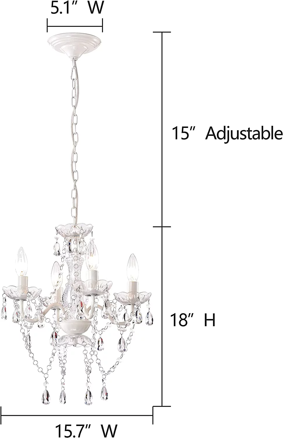 HYUN White Chandelier Mini Crystal Chandelier Lighting Small Acrylic Chandelier 4 Light Modern Pendant Light Fixtures