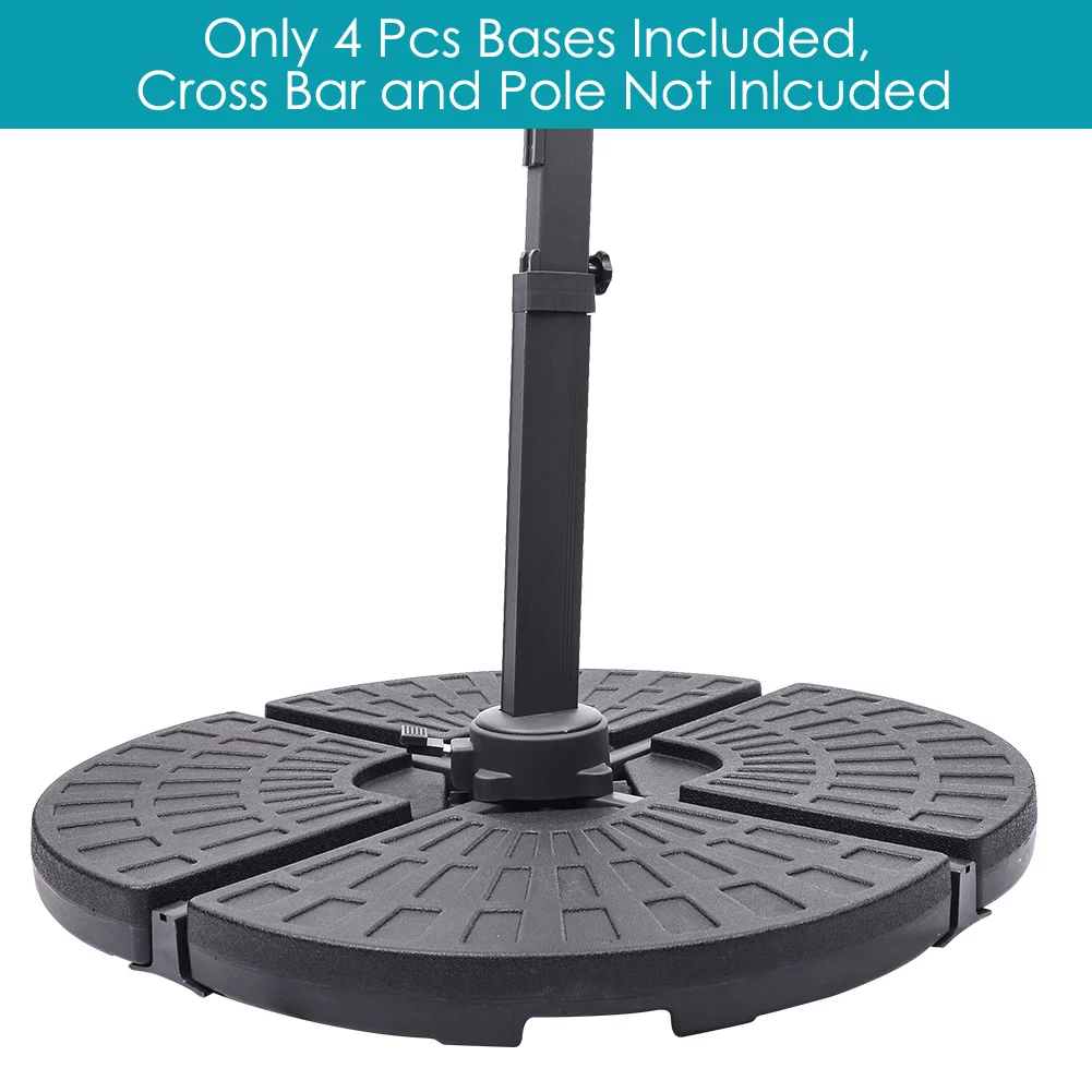 Sundale Outdoor 4 Pieces Heavy Duty Plastic Water Sand Cantilever Umbrella Base Stand Patio Offset Umbrella Weights, 110/150 LBS