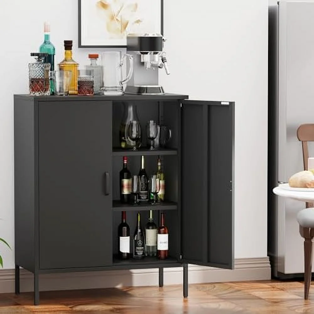 FDIGLUL Orange Metal Cabinet with Mesh Door & Adjustable Shelves Locker  Cabinet Metal Sideboard Metal Liquor Cabinet for Home Office Kitchen Coffee