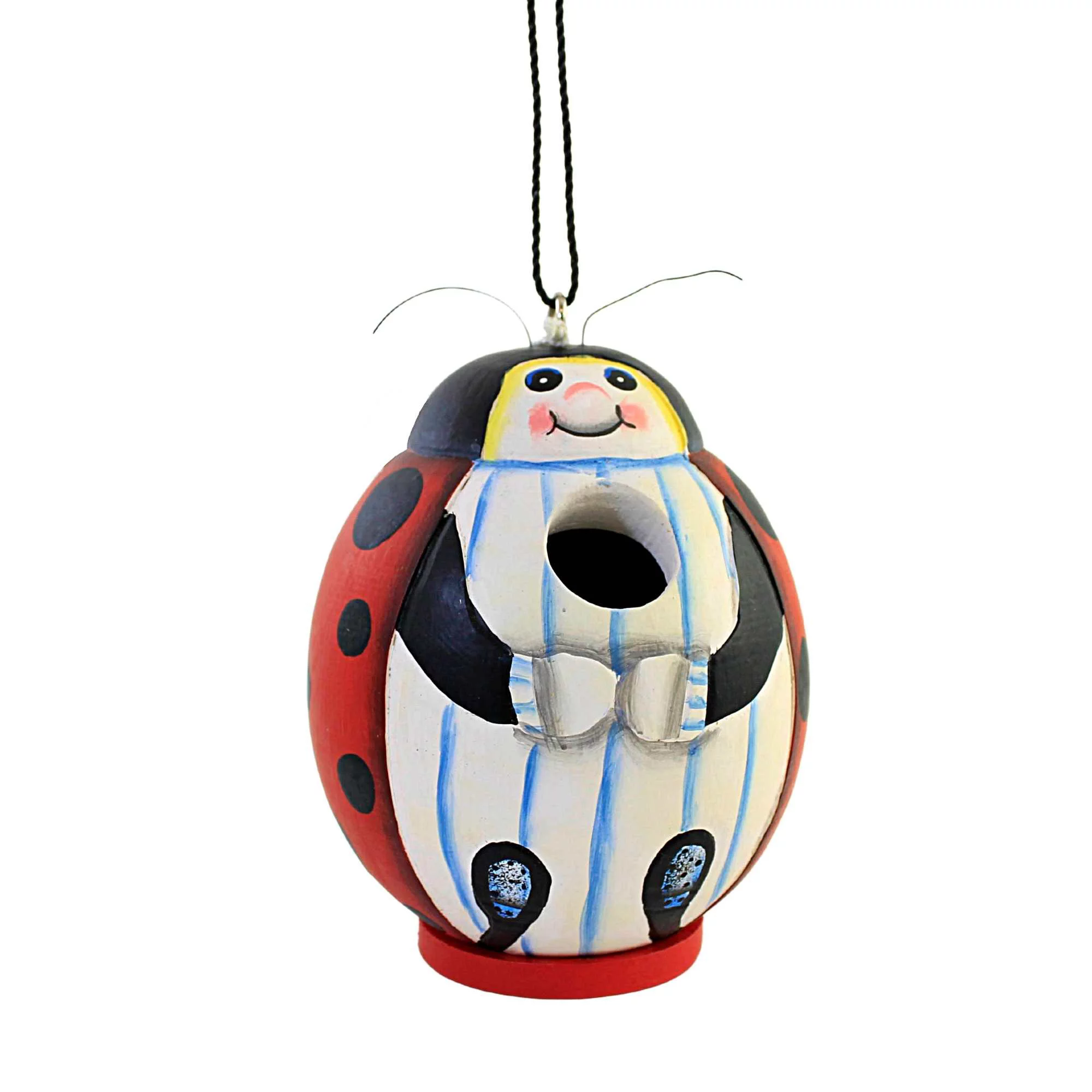 Home & Garden Ladybug Gord-O Birdhouse Wood Hand Carved Painted Se3880081