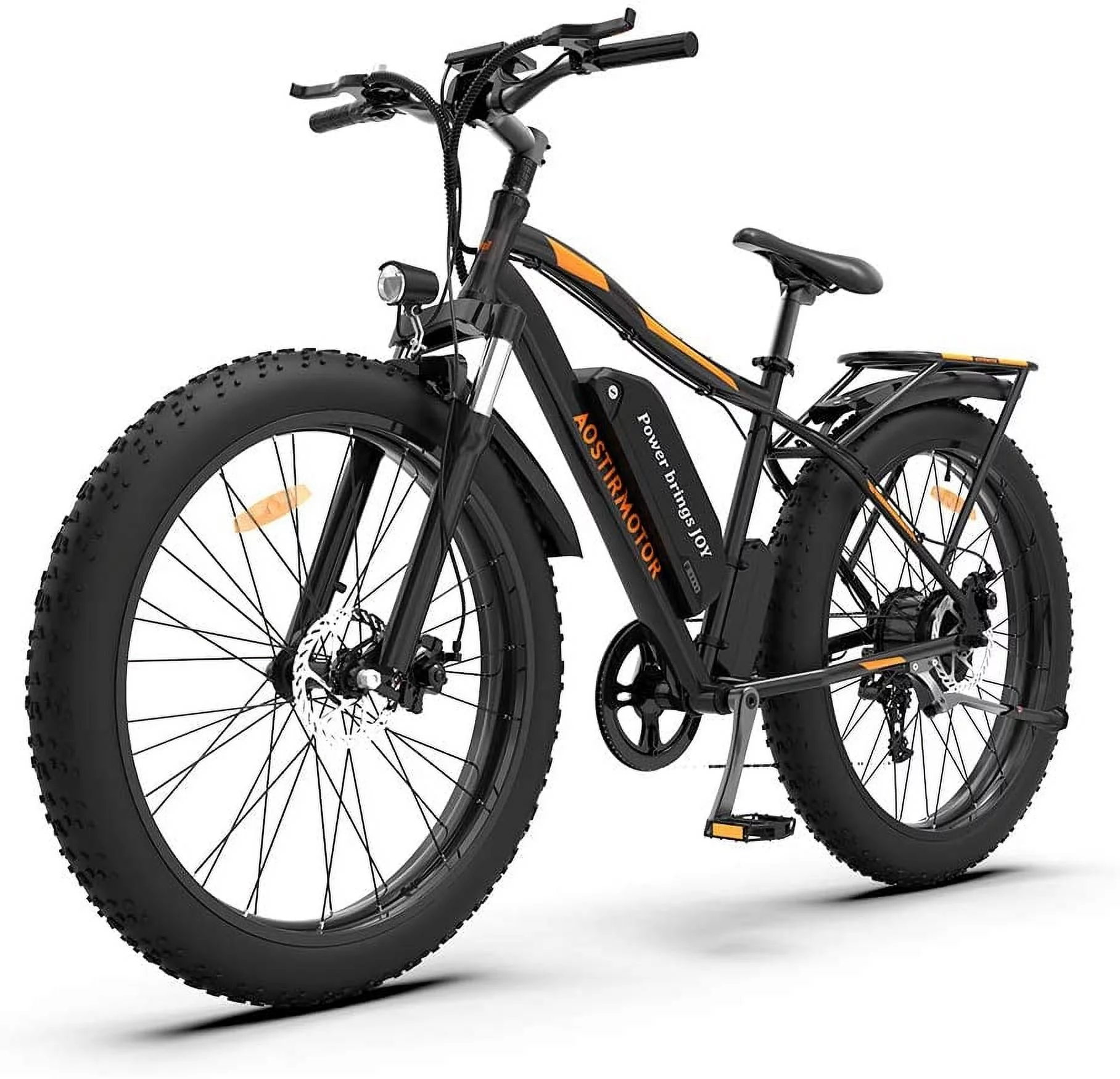 AOSTIRMOTOR Electric Mountain Bike, 750W Motor&48V 13AH Battery Ebike with Rack and Fender, 26 * 4.0 Inch Fat Tire Bike, Electric Bicycle for Adults