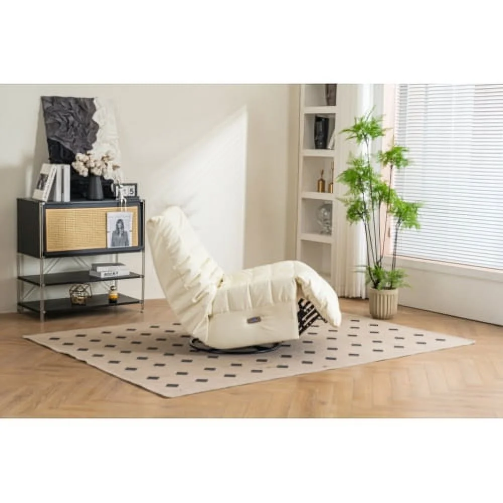 270° Swivel Slide Seat Power Recliner Leisure Style Living Rocking Chair White