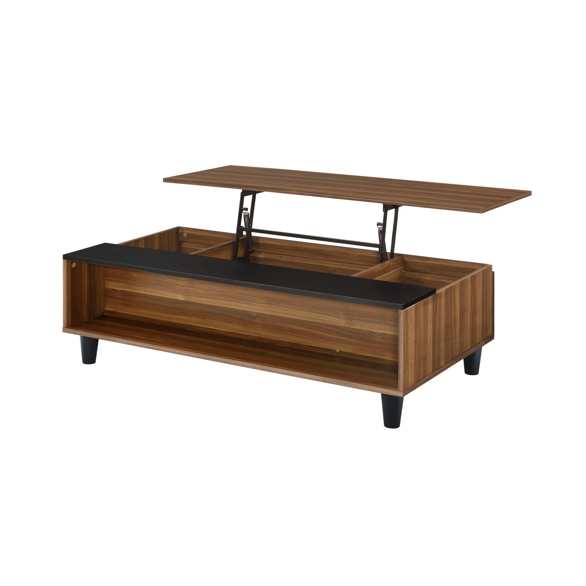 Miekor Furniture Avala Coffee Table W/Lift Top, Walnut & Black