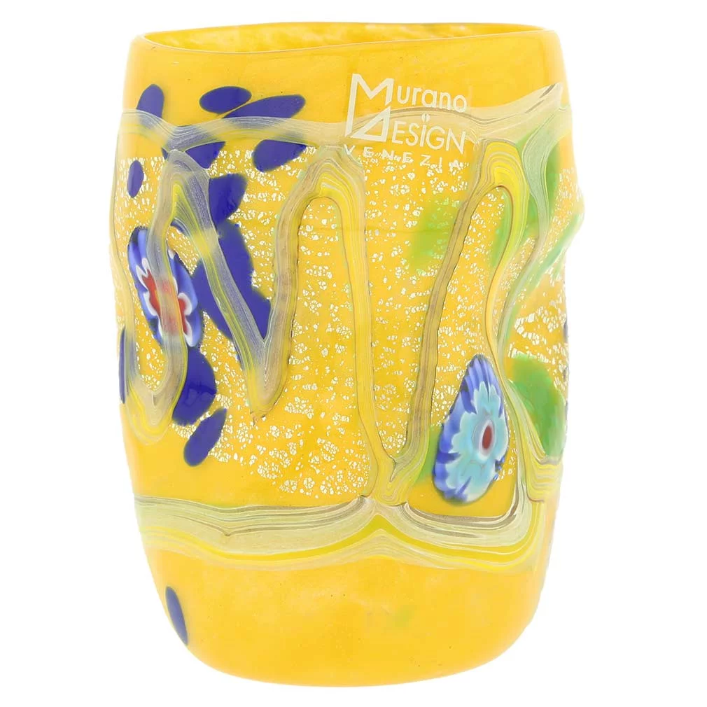 GlassOfVenice Murano Glass Modern Art Tumbler - Yellow