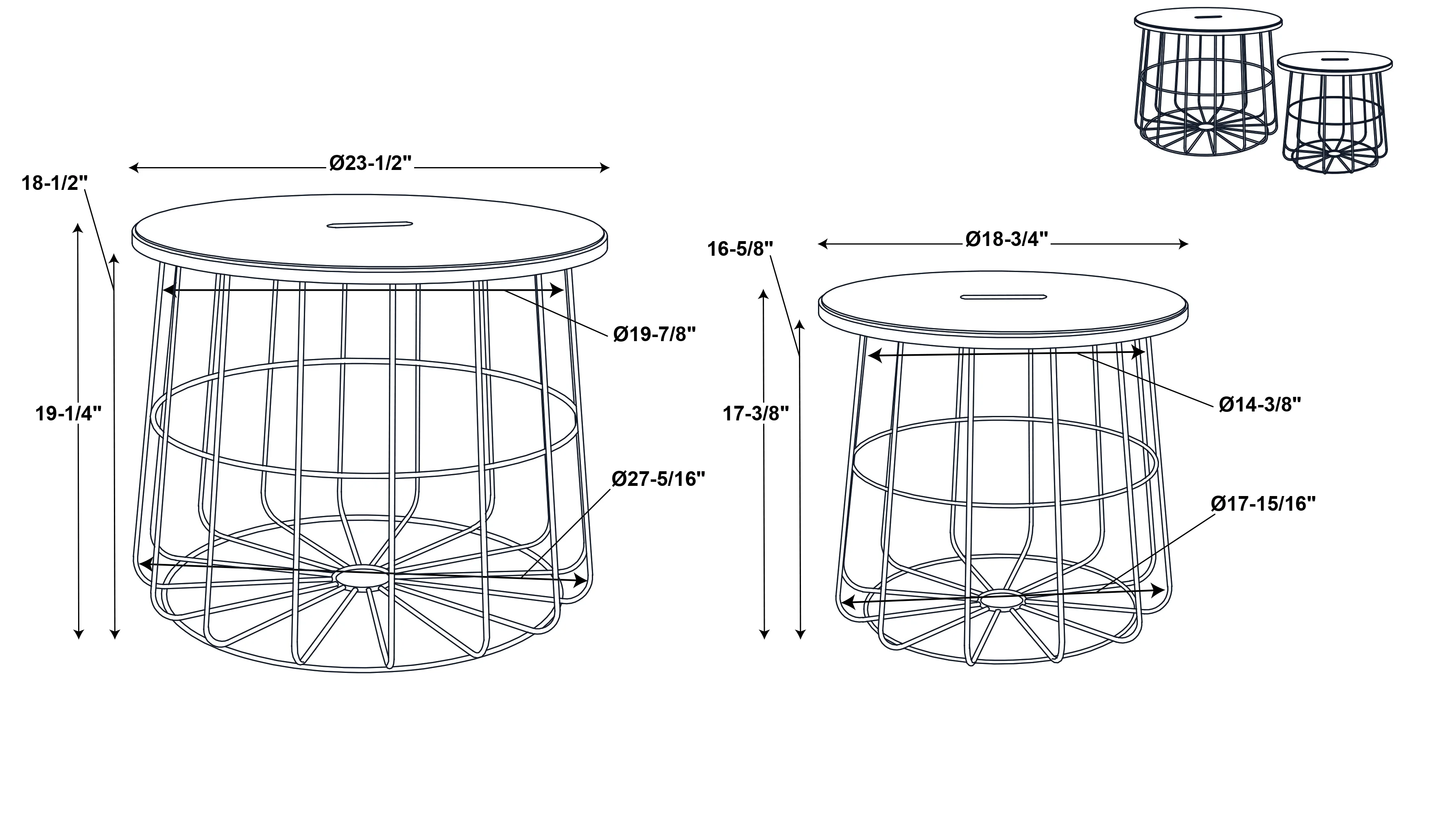 Linon Shae Medallion Nesting Basket Tables