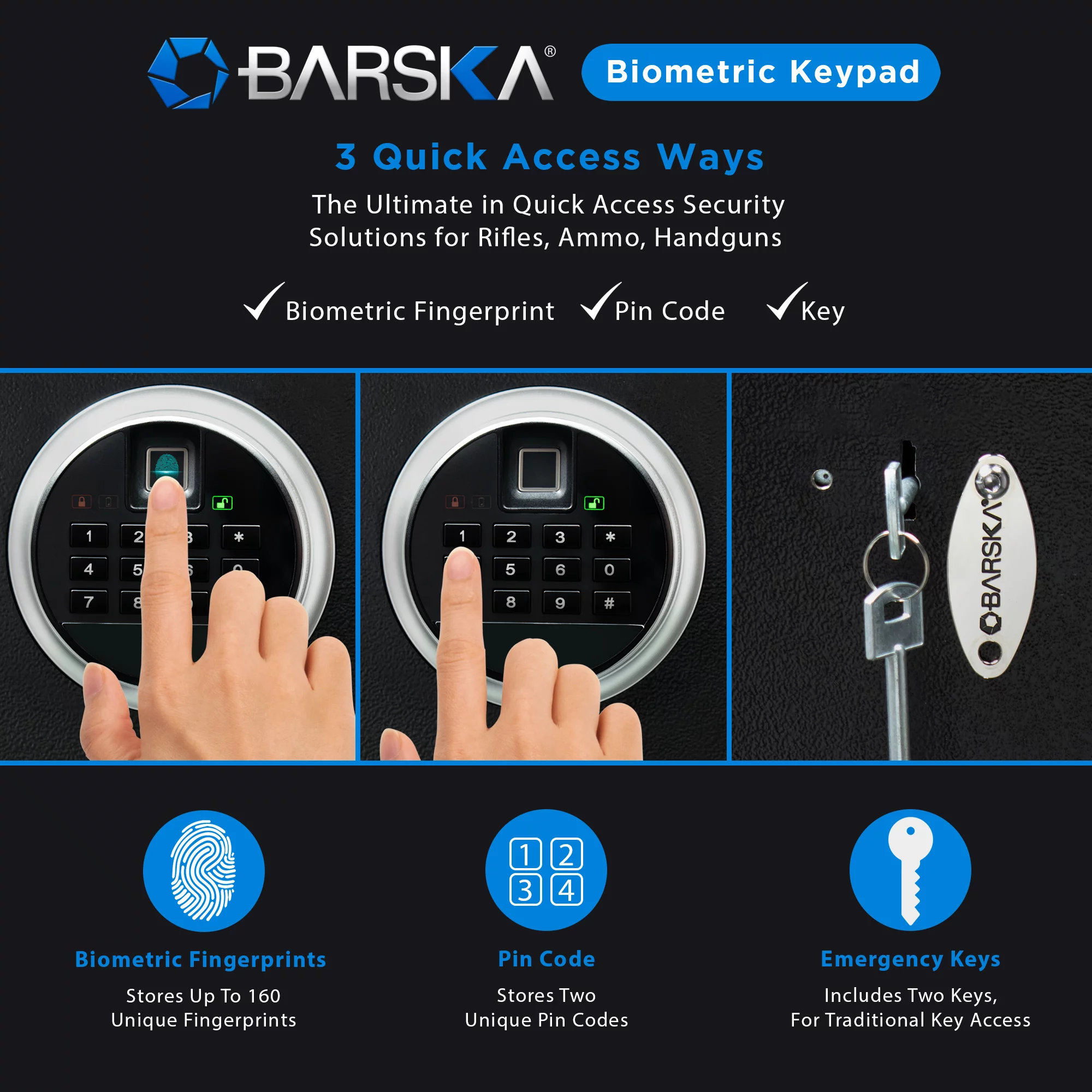 Barska Quick Security Biometric Keypad Rifle Gun Safe AX13646