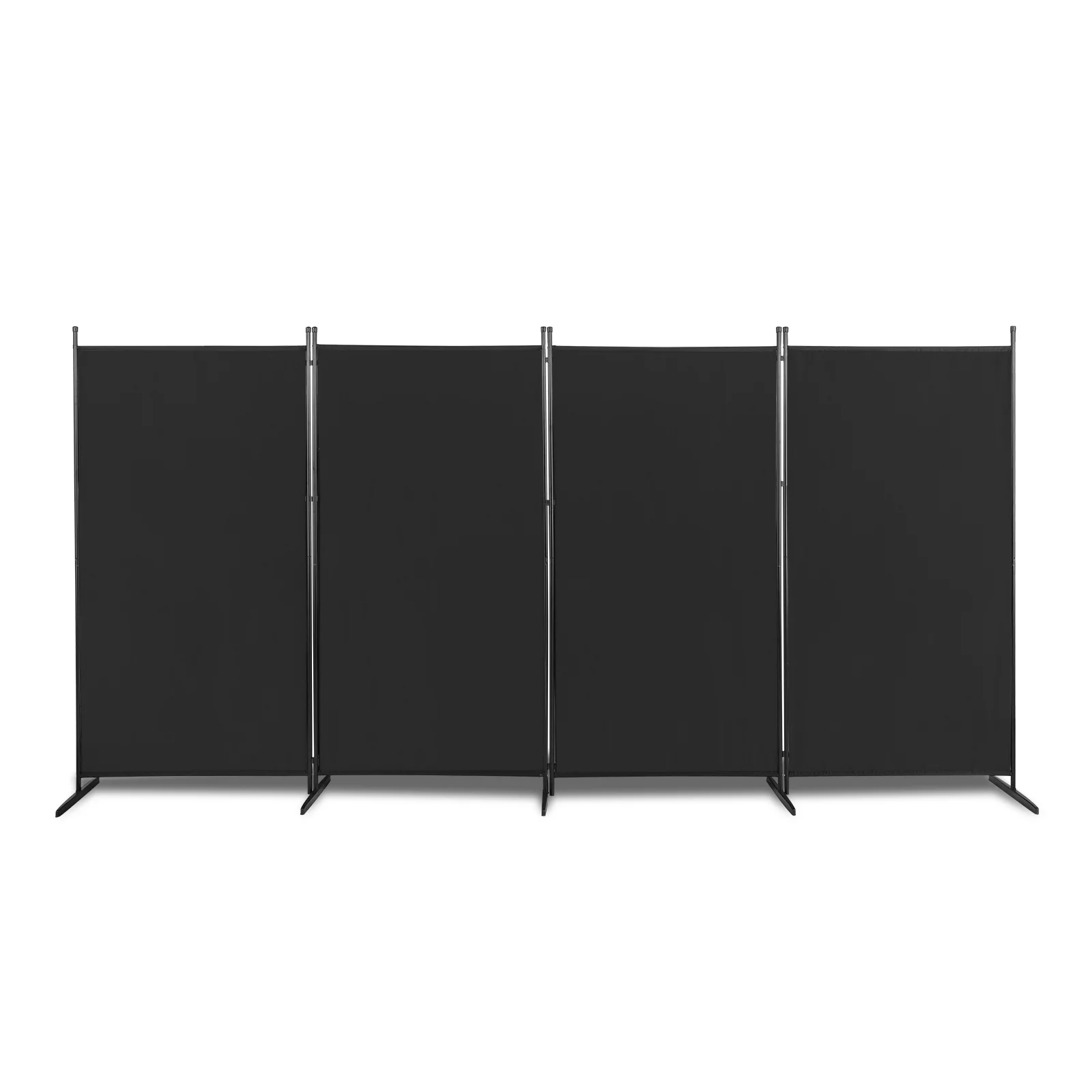 MDHAND 4-Panel Room Divider, 6 Ft Weave Fiber Folding Privacy Screen w/ Carbon Steel Frame, Black