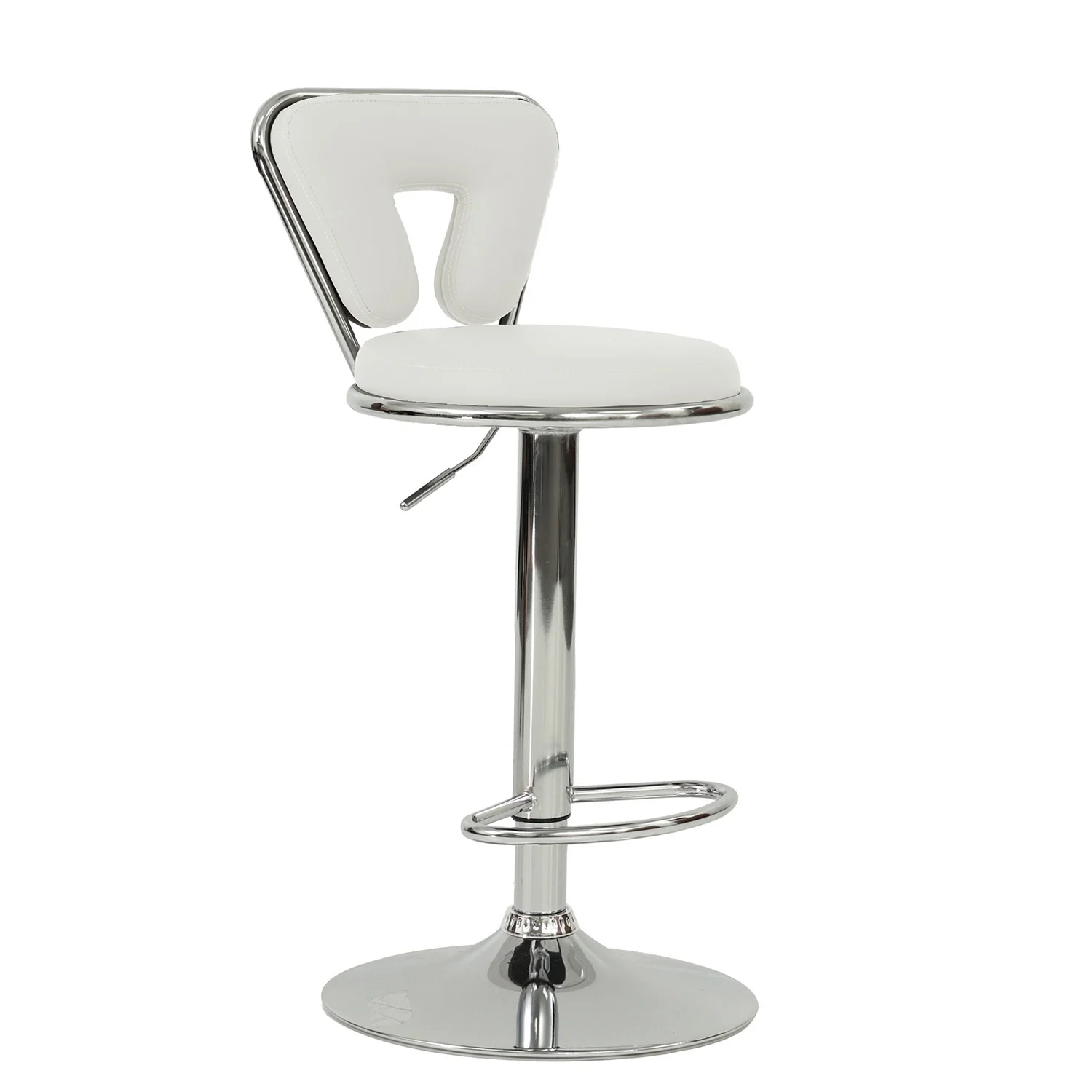 Maykoosh Bohemian Bliss Adjustable Height & Swivel Barstool in White Faux Leather (Set of 2)