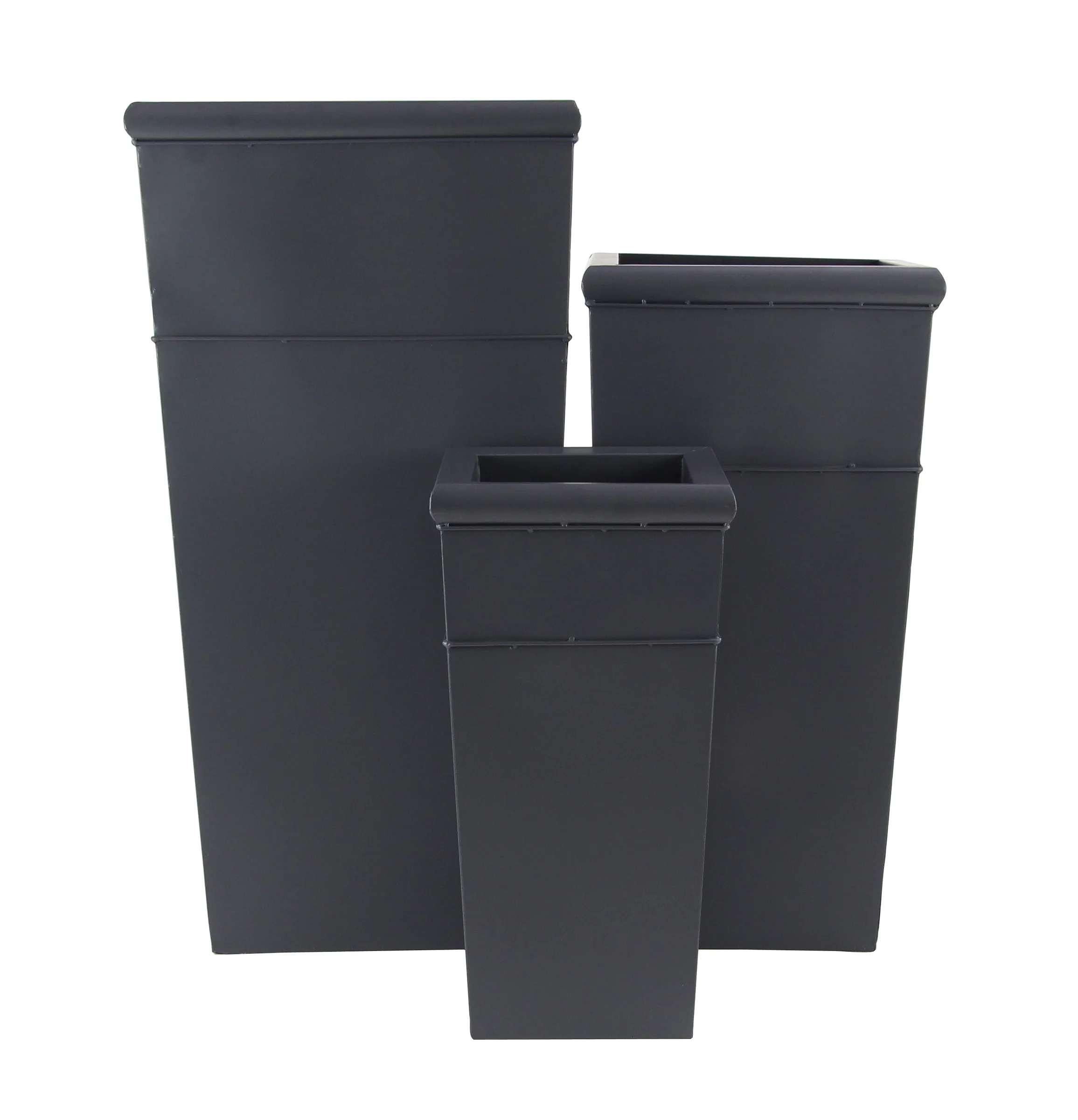 Decmode Modern 26, 35, And 42 Inch Gray Rectangular Metal Planters - Set of 3