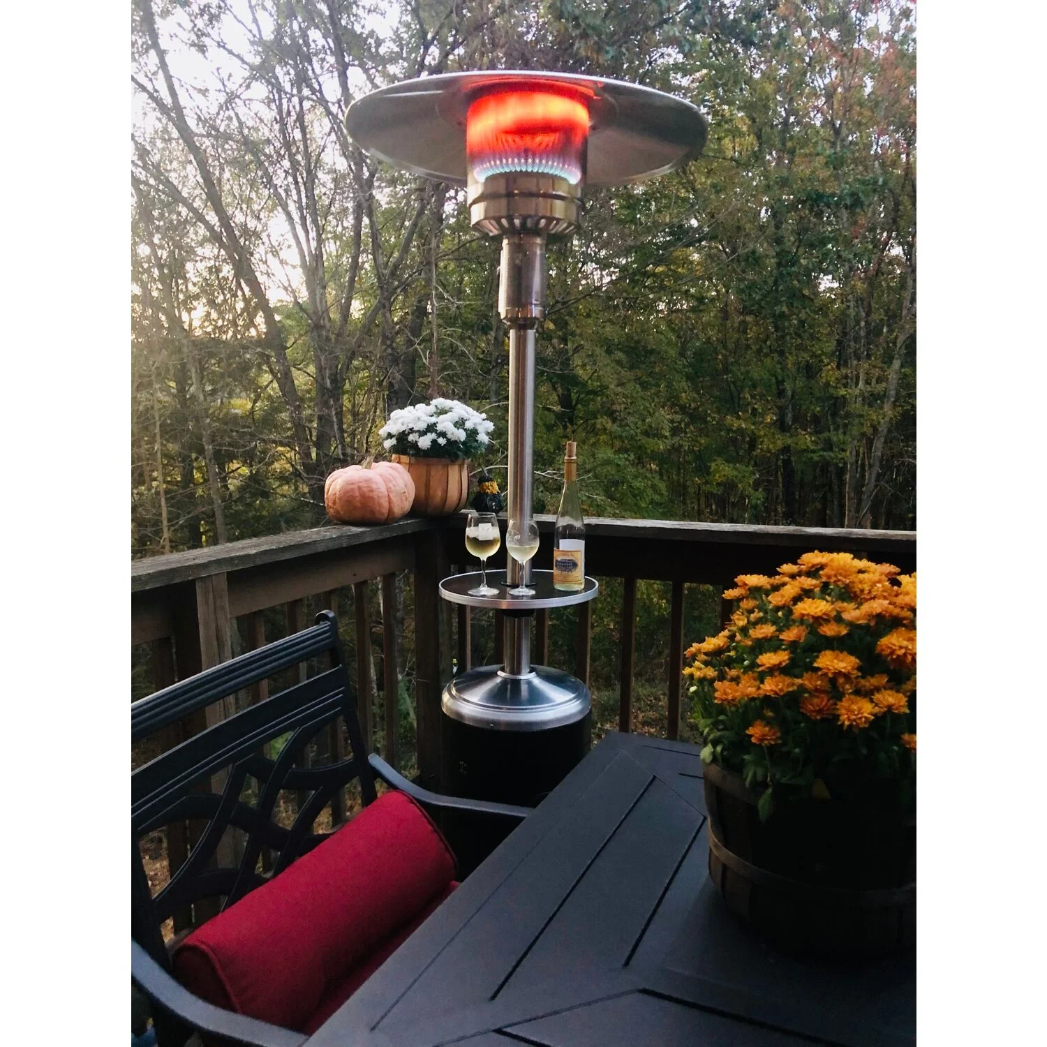 Hanover 7-ft. 48,000 BTU Steel Umbrella Propane Patio Heater in Black, HAN004BLK