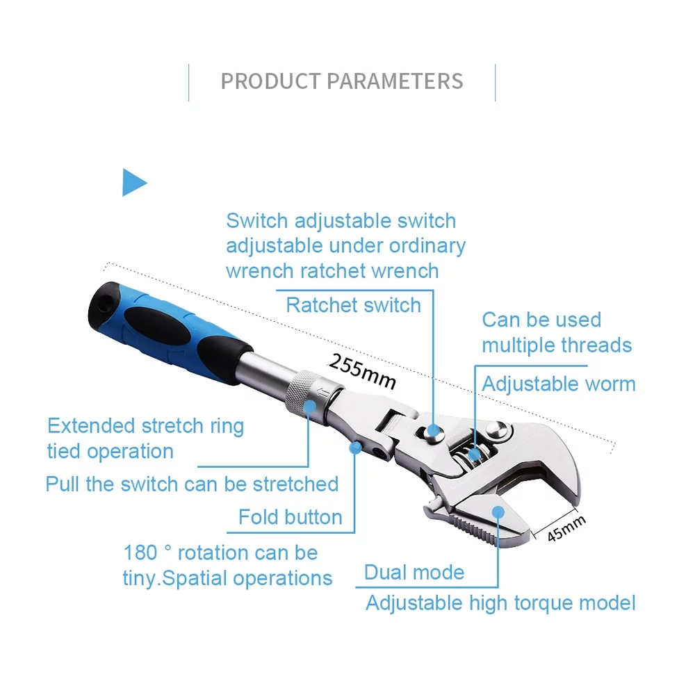 Tomshoo Versatile Ratchet Wrench with 180° Handle Perfect for Household Maintenance and Tight Spaces